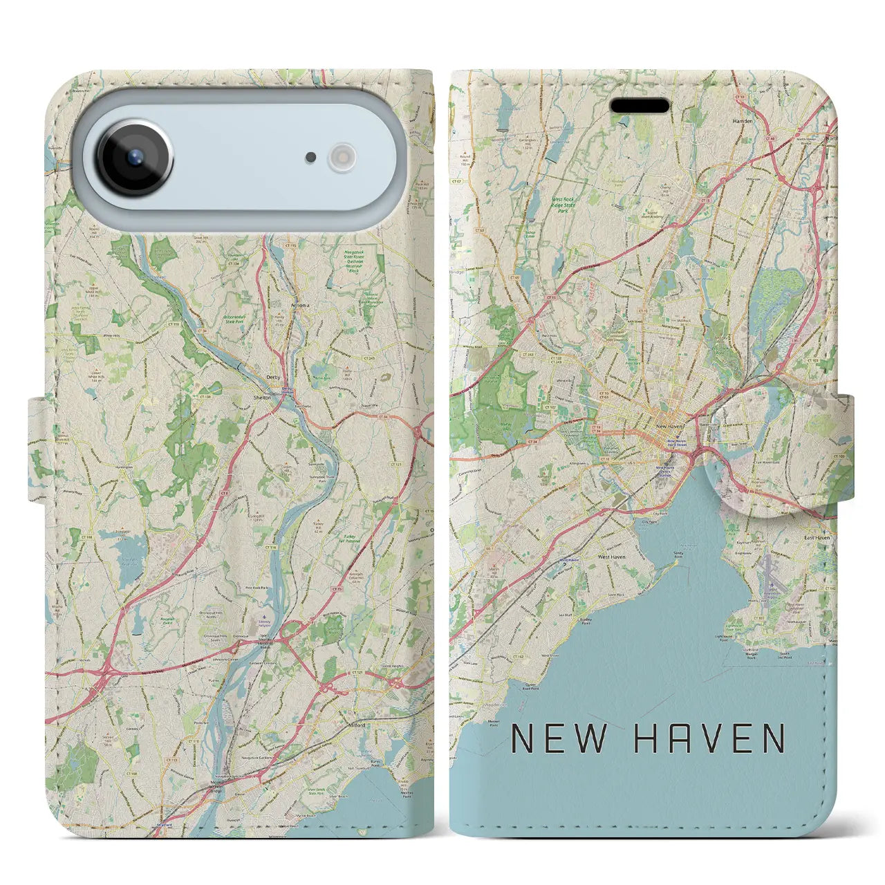 【ニューヘイブン(アメリカ)】地図柄iPhoneケース(手帳タイプ)