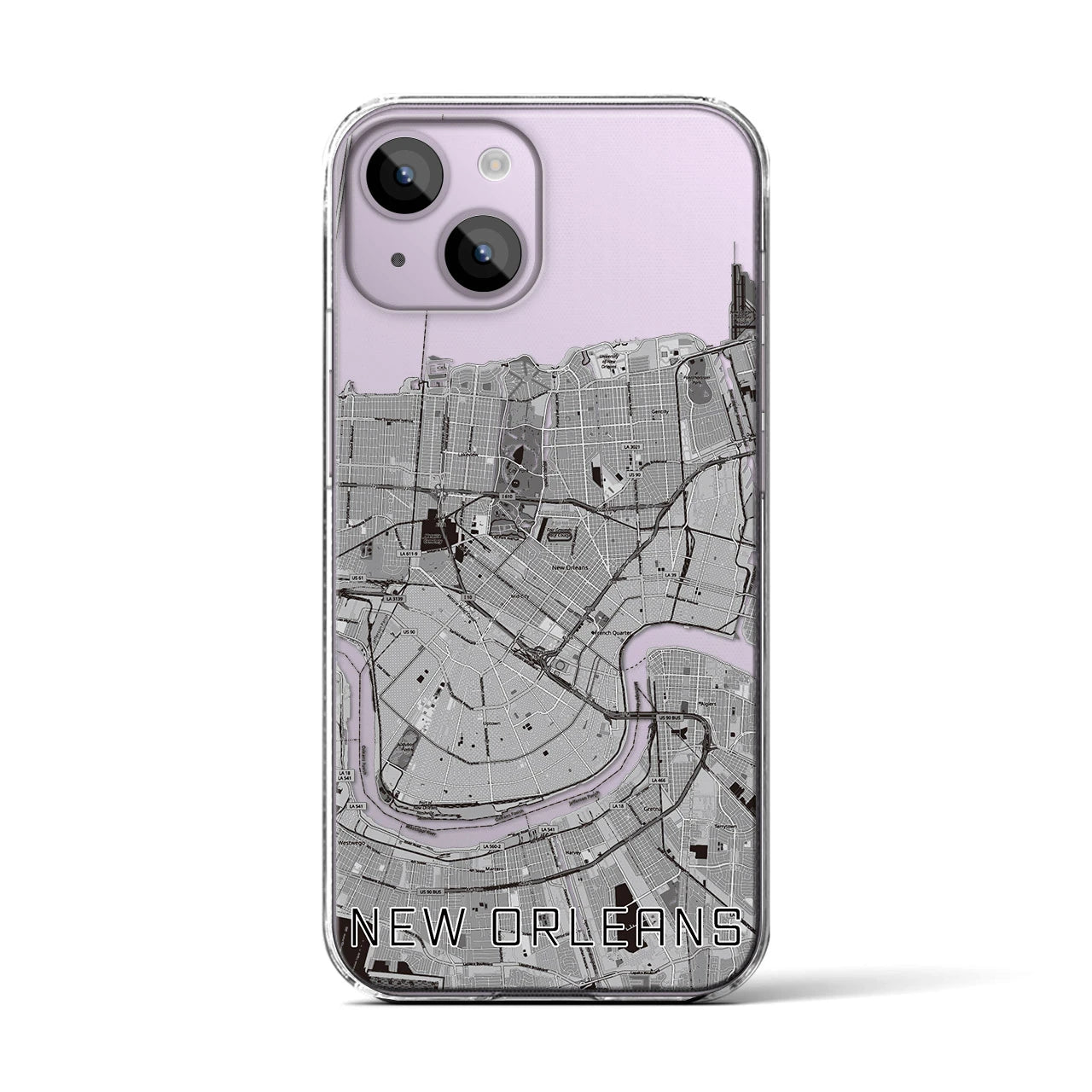 【ニューオーリンズ(アメリカ)】地図柄iPhoneケース(クリアタイプ)