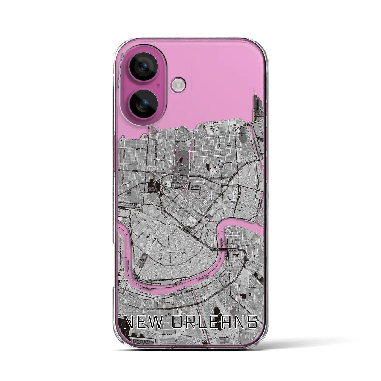 【ニューオーリンズ(アメリカ)】地図柄iPhoneケース(クリアタイプ)