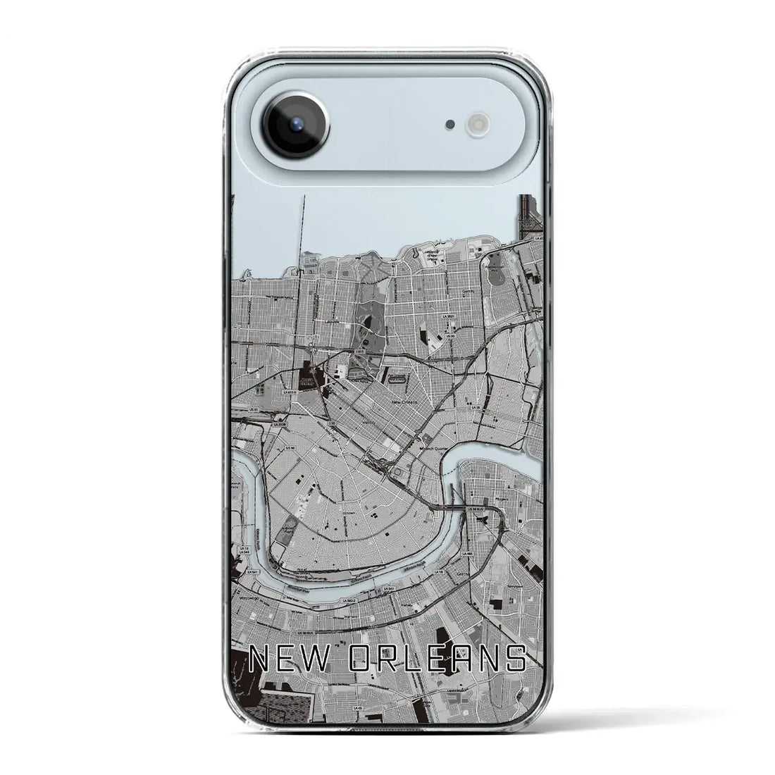 【ニューオーリンズ(アメリカ)】地図柄iPhoneケース(クリアタイプ)モノトーン・iPhone 17 Pro Max 用
