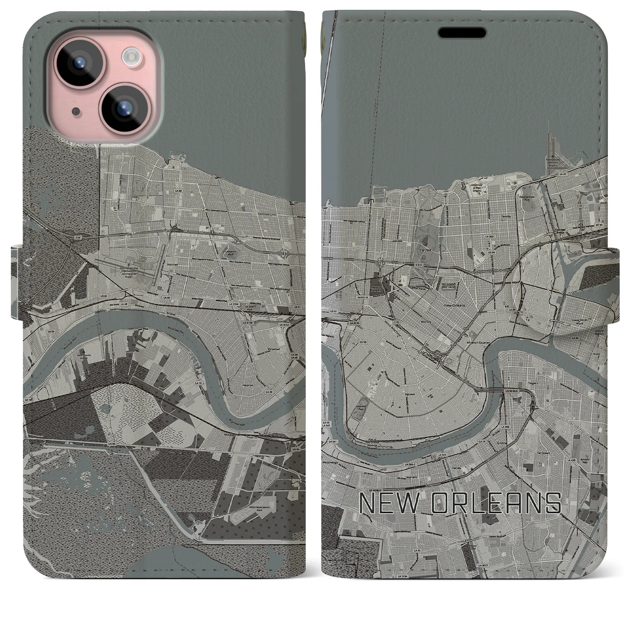 【ニューオーリンズ(アメリカ)】地図柄iPhoneケース(手帳タイプ)