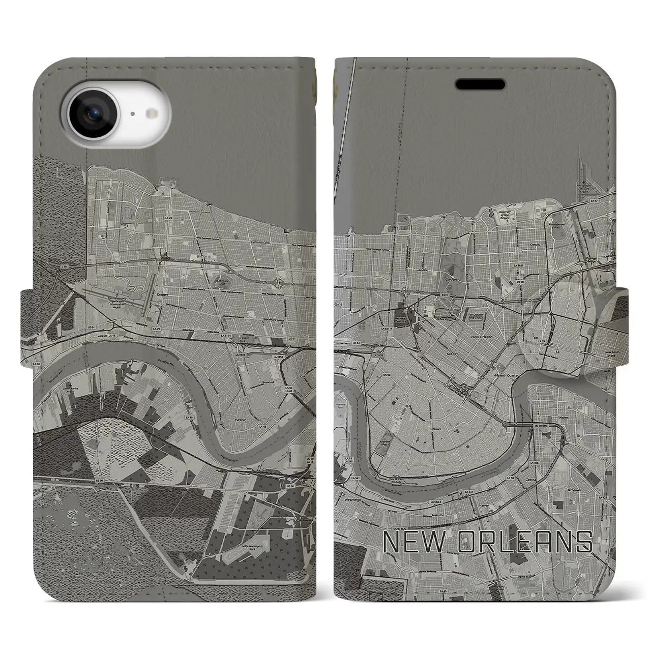 【ニューオーリンズ(アメリカ)】地図柄iPhoneケース(手帳タイプ)