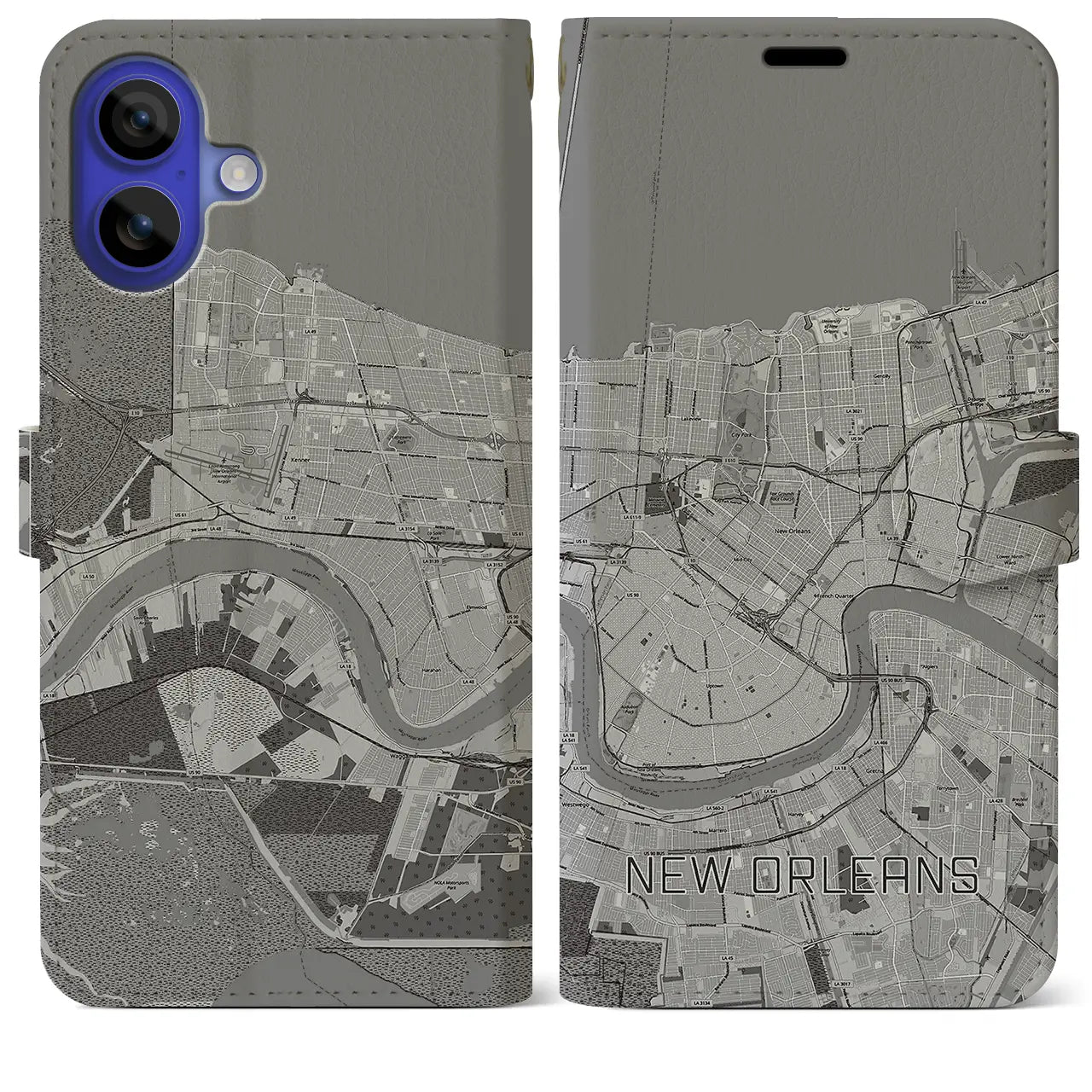 【ニューオーリンズ(アメリカ)】地図柄iPhoneケース(手帳タイプ)