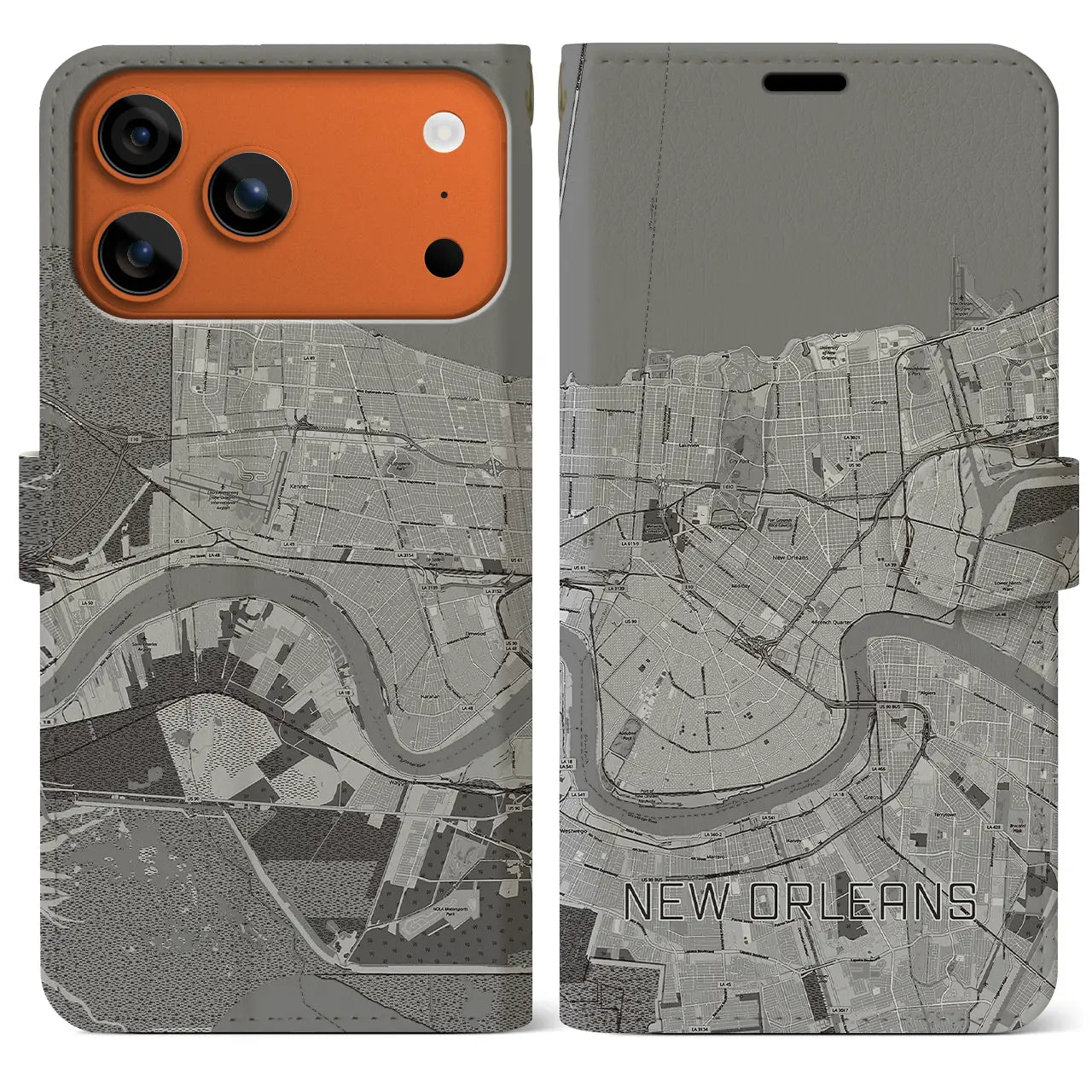 【ニューオーリンズ(アメリカ)】地図柄iPhoneケース(手帳タイプ)