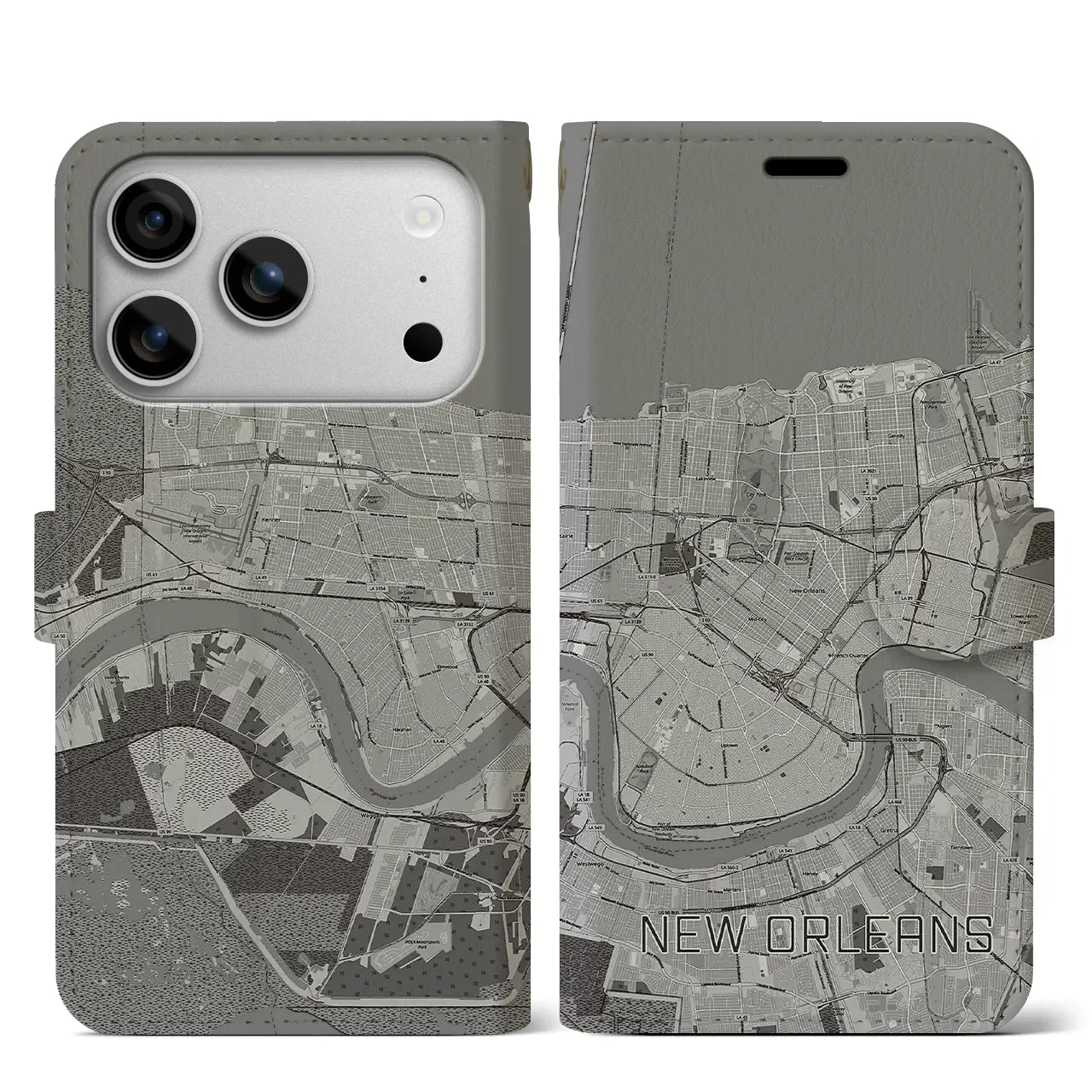 【ニューオーリンズ(アメリカ)】地図柄iPhoneケース(手帳タイプ)