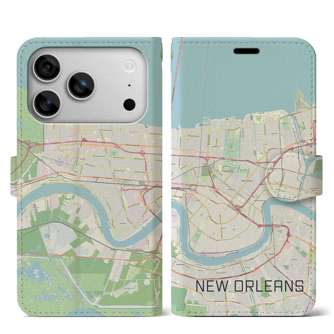 【ニューオーリンズ(アメリカ)】地図柄iPhoneケース(手帳タイプ)