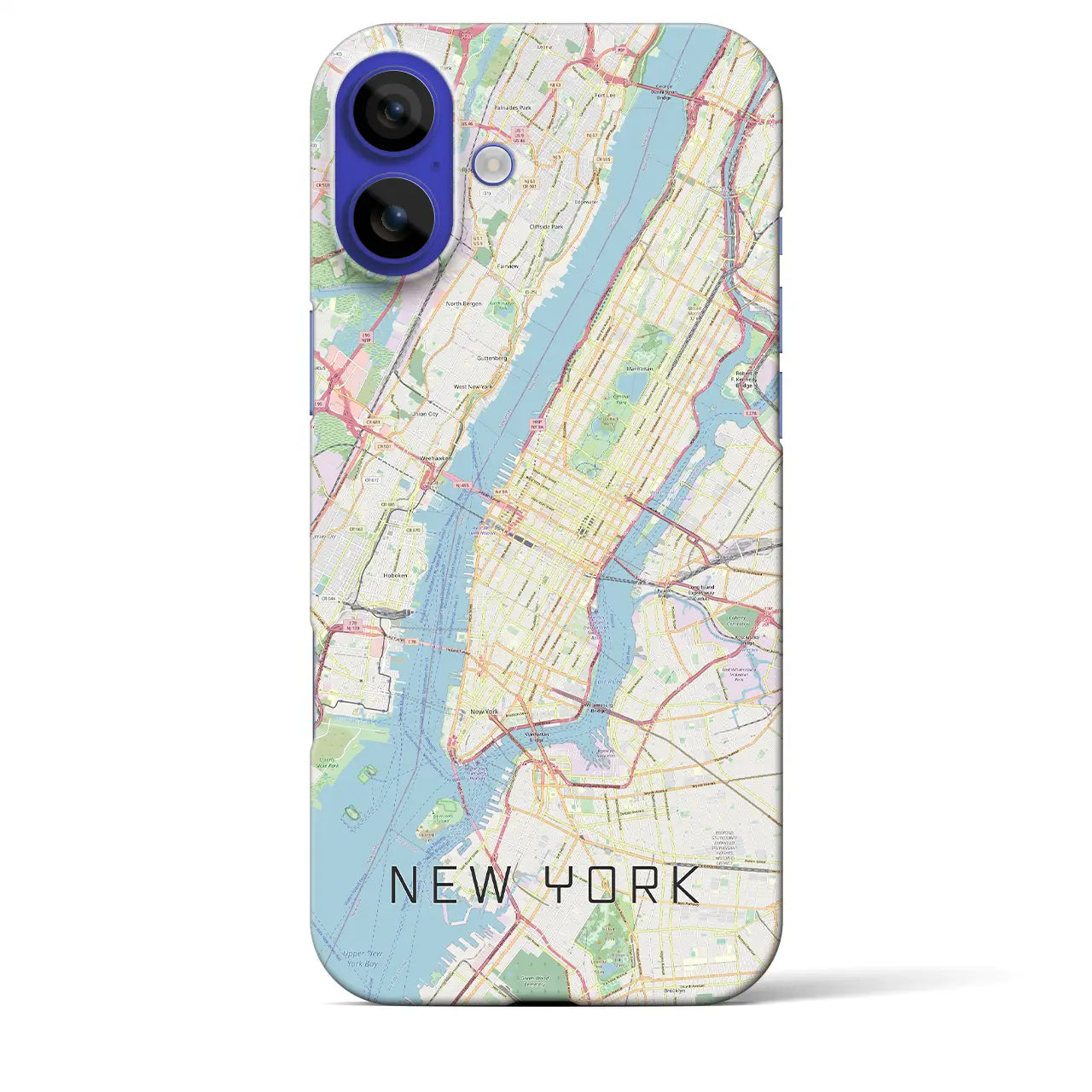 【ニューヨーク(アメリカ)】地図柄iPhoneケース(バックカバータイプ)ブラック・iPhone 16 Pro Max 用