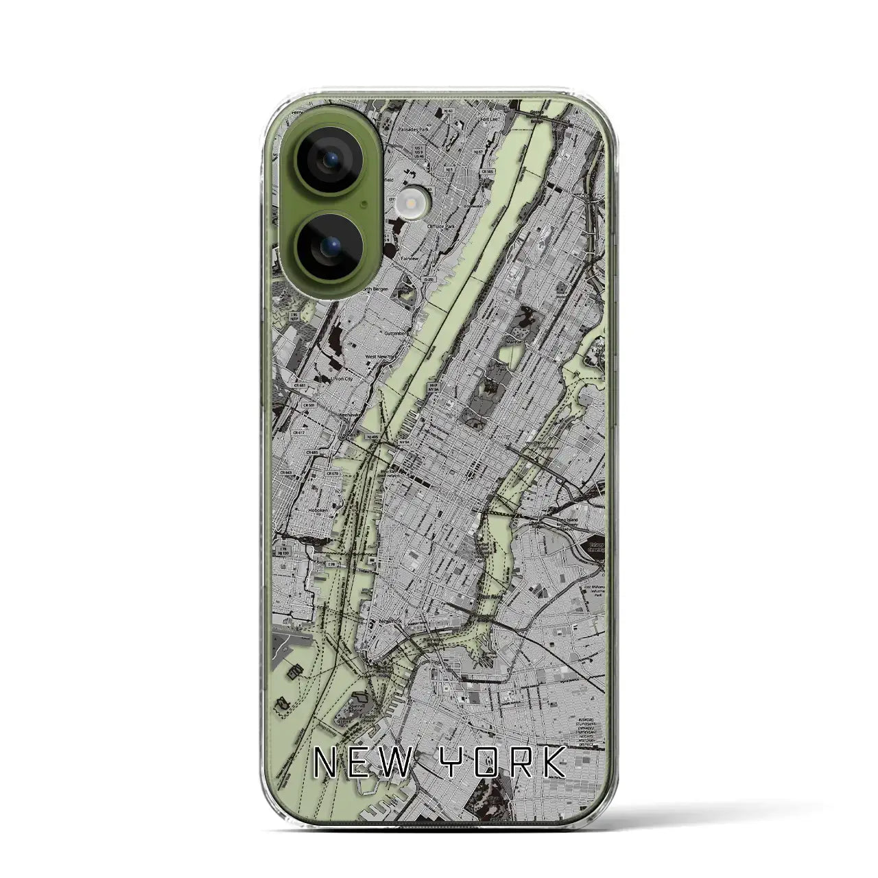 【ニューヨーク(アメリカ)】地図柄iPhoneケース(クリアタイプ)モノトーン・iPhone 17 Pro Max 用