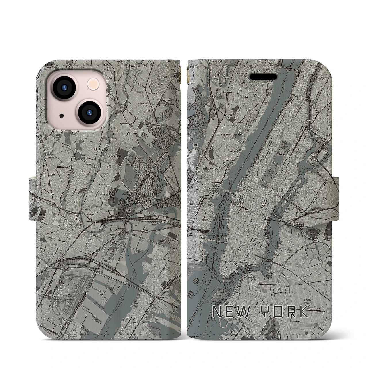 【ニューヨーク(アメリカ)】地図柄iPhoneケース(手帳タイプ)