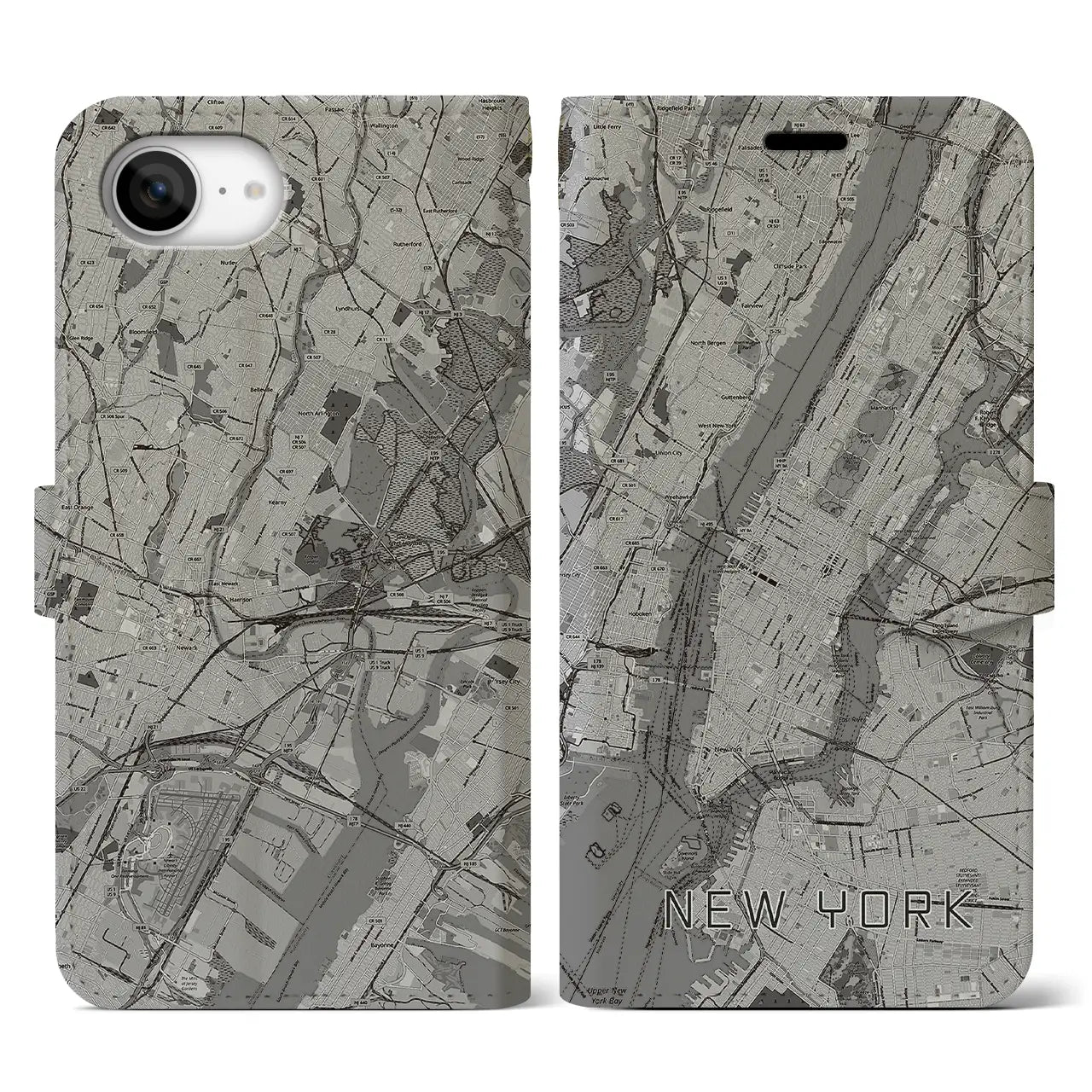 【ニューヨーク(アメリカ)】地図柄iPhoneケース(手帳タイプ)