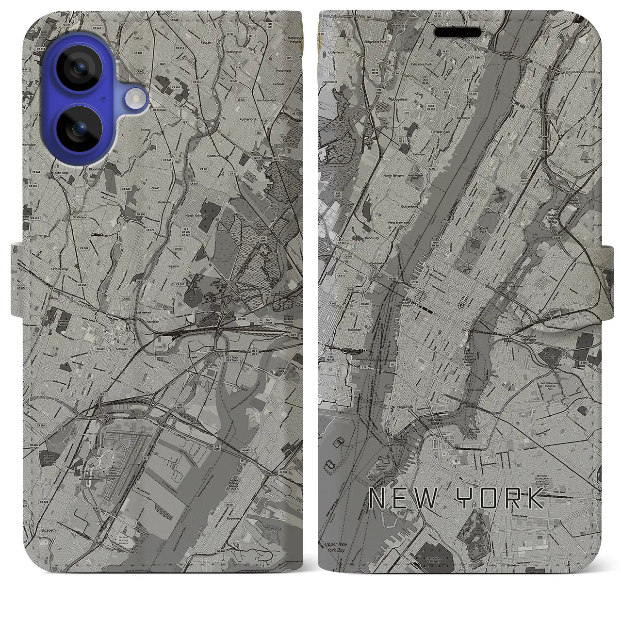 【ニューヨーク(アメリカ)】地図柄iPhoneケース(手帳タイプ)