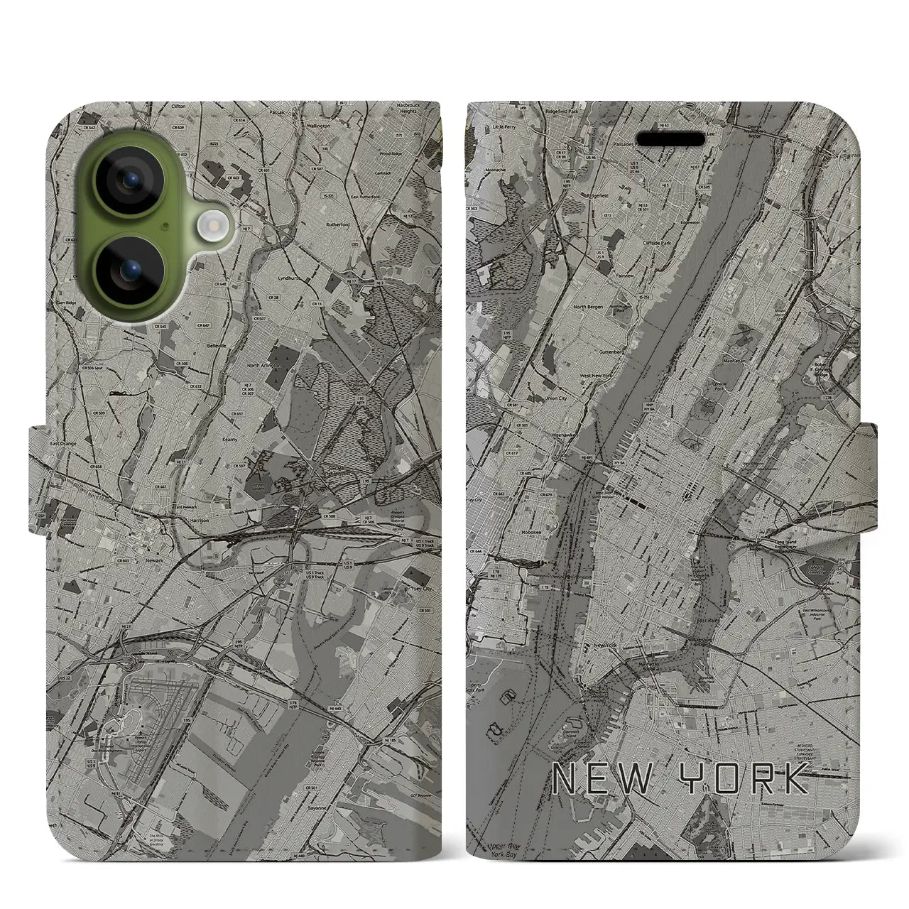 【ニューヨーク(アメリカ)】地図柄iPhoneケース(手帳タイプ)