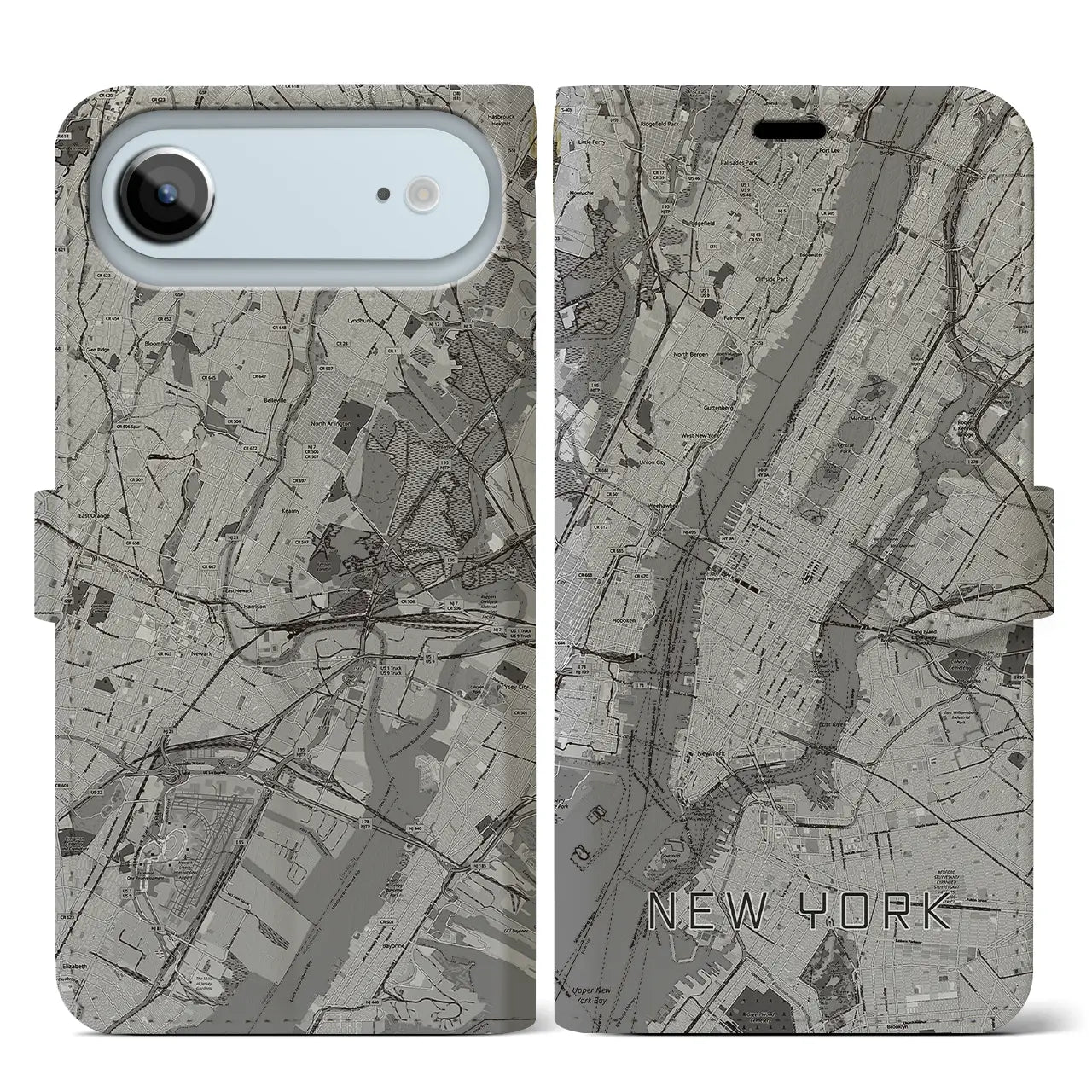 【ニューヨーク(アメリカ)】地図柄iPhoneケース(手帳タイプ)