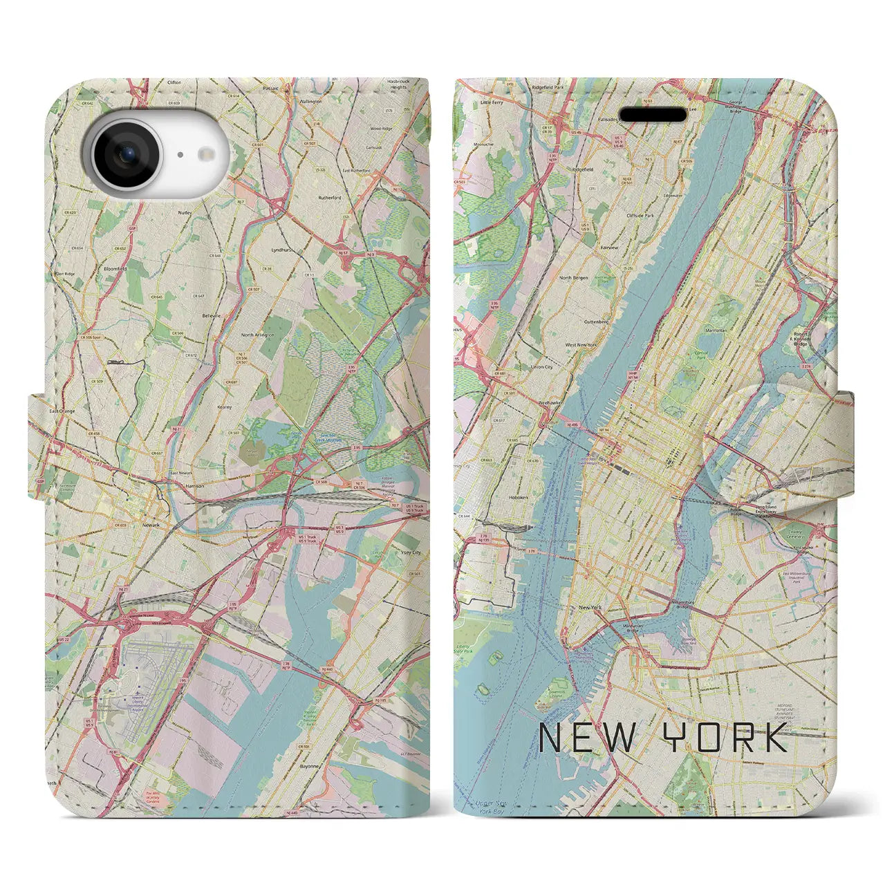 【ニューヨーク(アメリカ)】地図柄iPhoneケース(手帳タイプ)