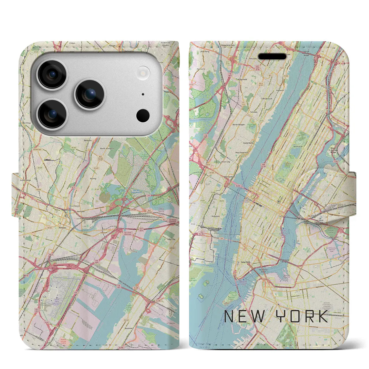 【ニューヨーク(アメリカ)】地図柄iPhoneケース(手帳タイプ)