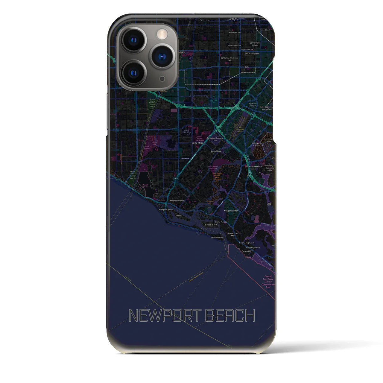 【ニューポートビーチ(アメリカ)】地図柄iPhoneケース(バックカバータイプ)