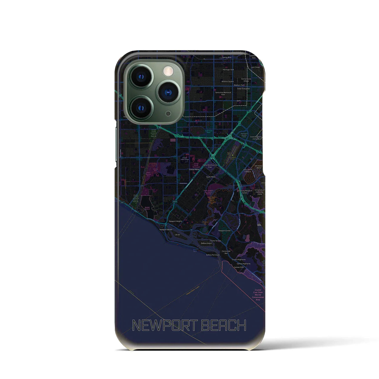 【ニューポートビーチ(アメリカ)】地図柄iPhoneケース(バックカバータイプ)