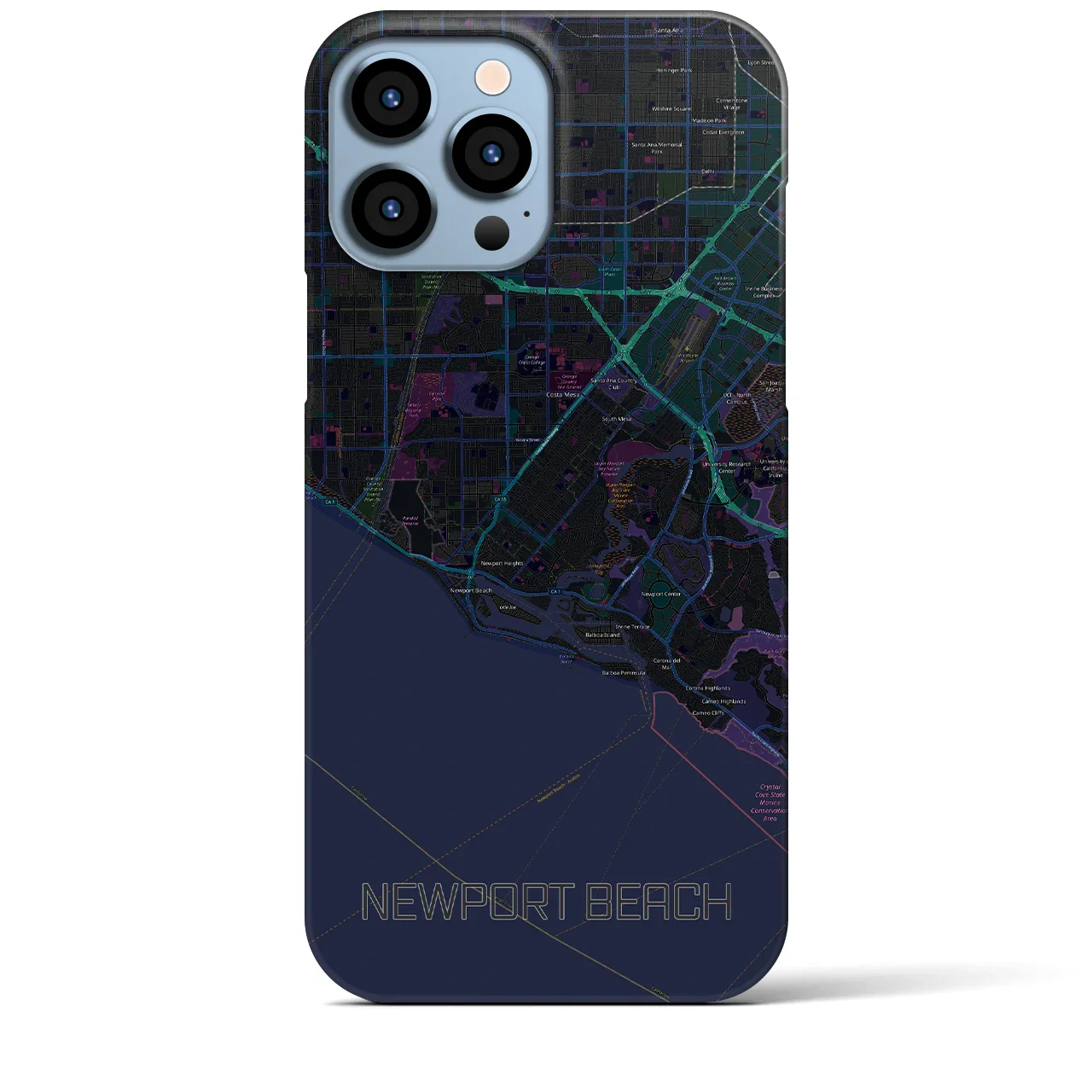 【ニューポートビーチ(アメリカ)】地図柄iPhoneケース(バックカバータイプ)