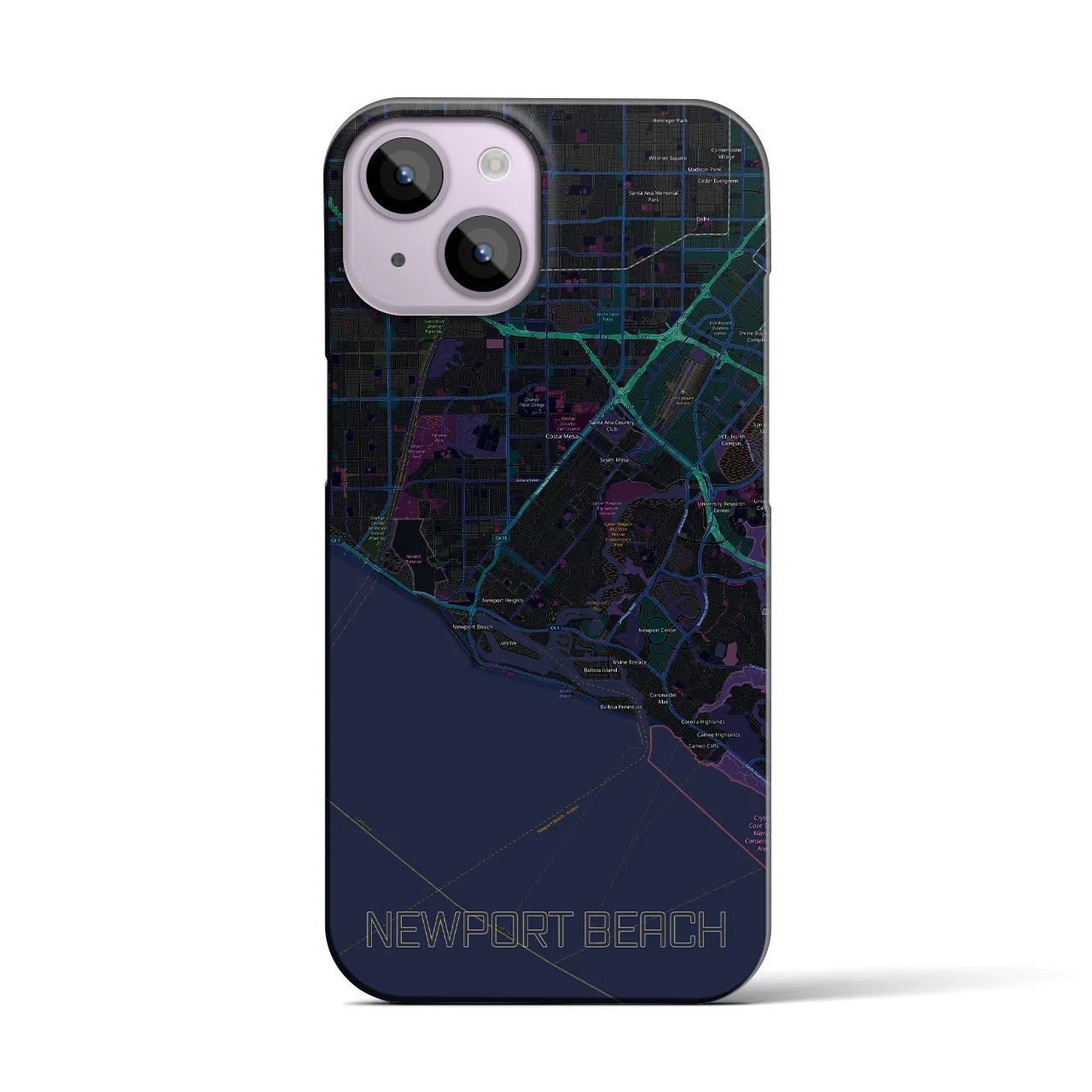 【ニューポートビーチ(アメリカ)】地図柄iPhoneケース(バックカバータイプ)