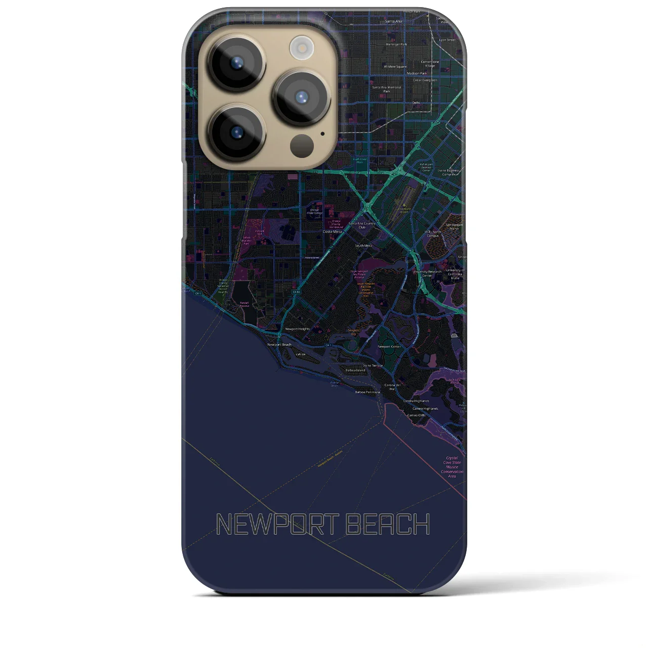 【ニューポートビーチ(アメリカ)】地図柄iPhoneケース(バックカバータイプ)