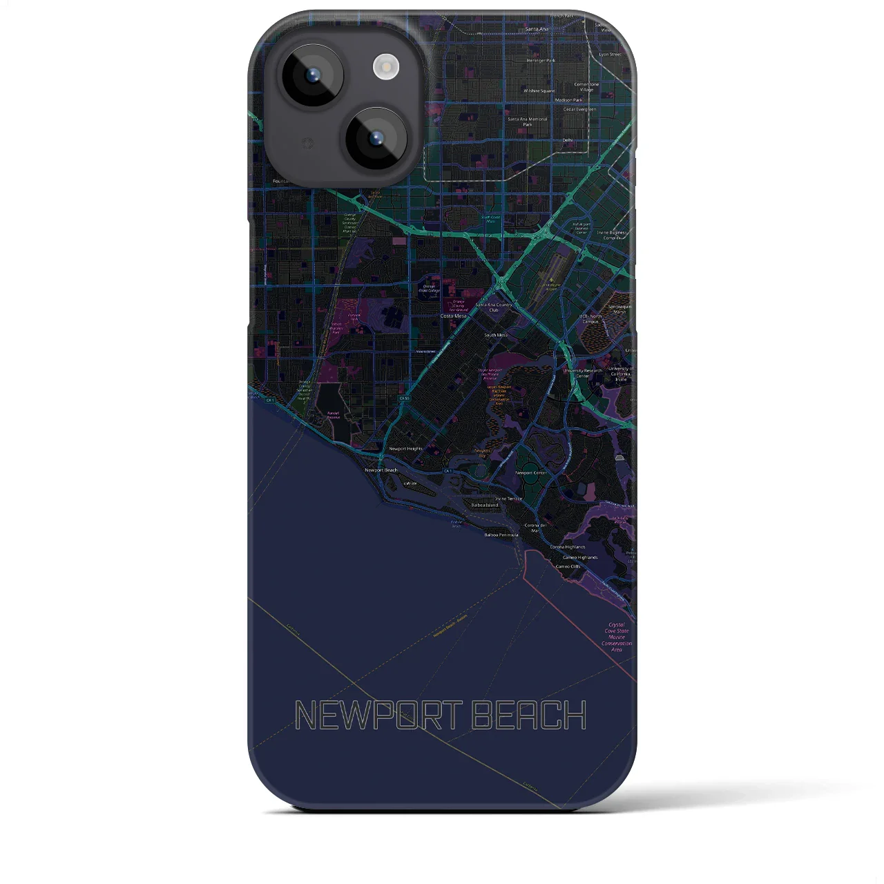 【ニューポートビーチ(アメリカ)】地図柄iPhoneケース(バックカバータイプ)