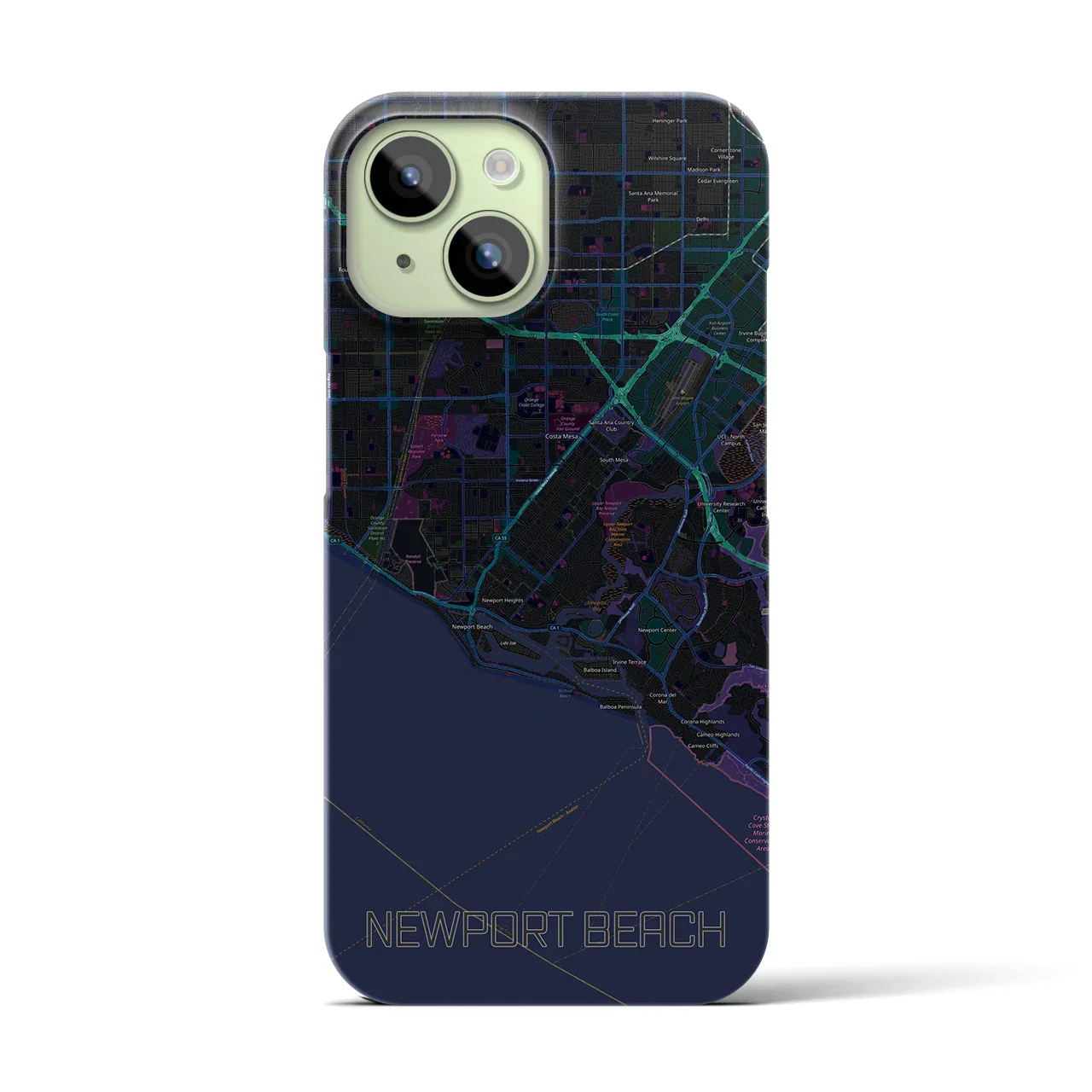 【ニューポートビーチ(アメリカ)】地図柄iPhoneケース(バックカバータイプ)