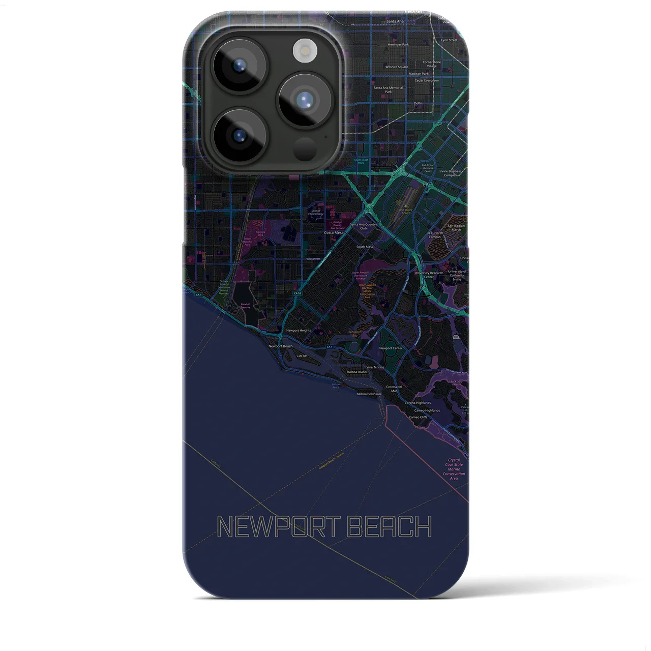 【ニューポートビーチ(アメリカ)】地図柄iPhoneケース(バックカバータイプ)