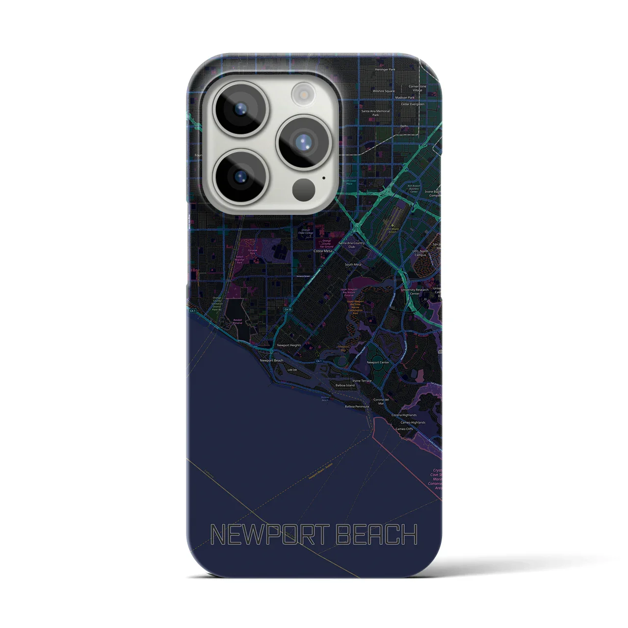 【ニューポートビーチ(アメリカ)】地図柄iPhoneケース(バックカバータイプ)
