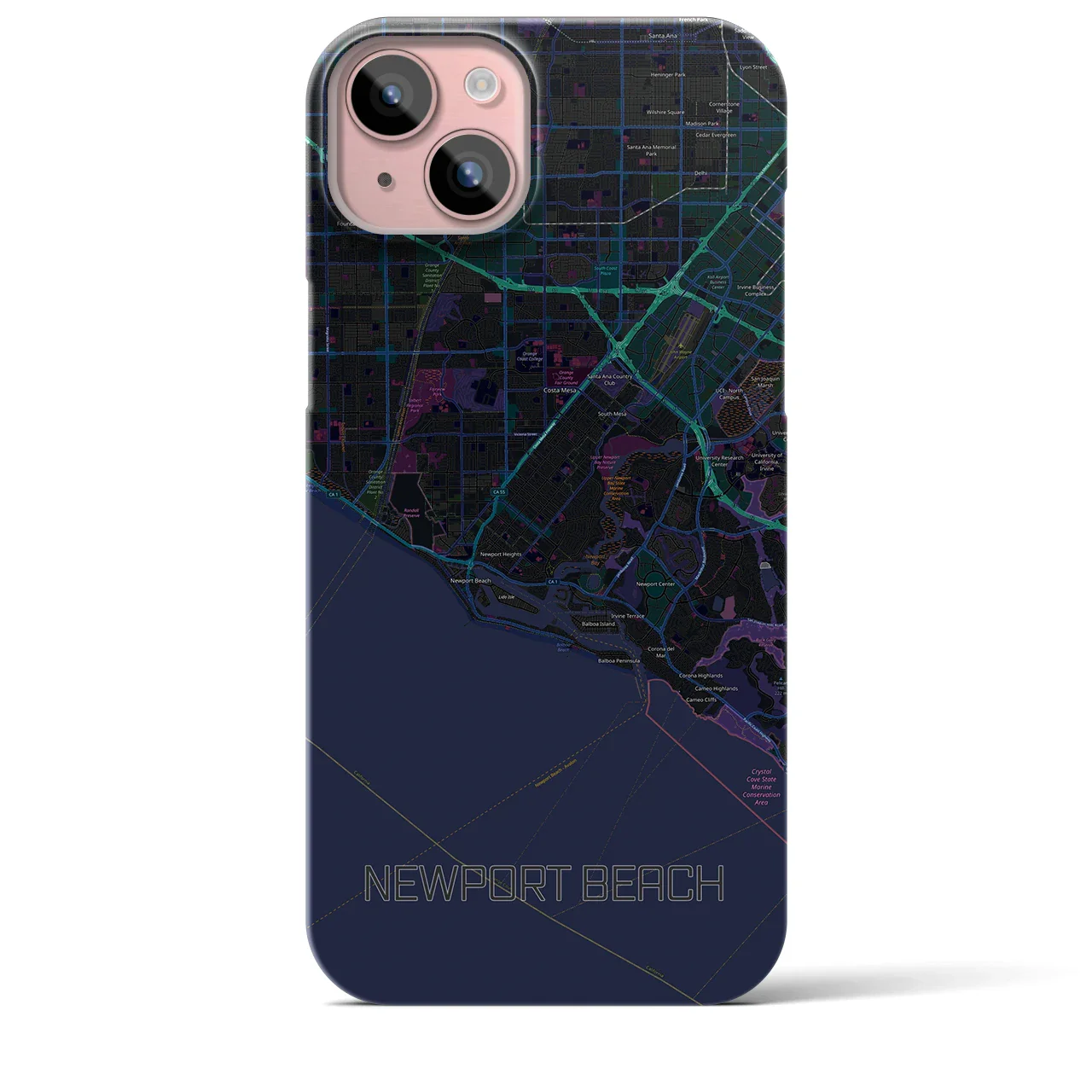 【ニューポートビーチ(アメリカ)】地図柄iPhoneケース(バックカバータイプ)