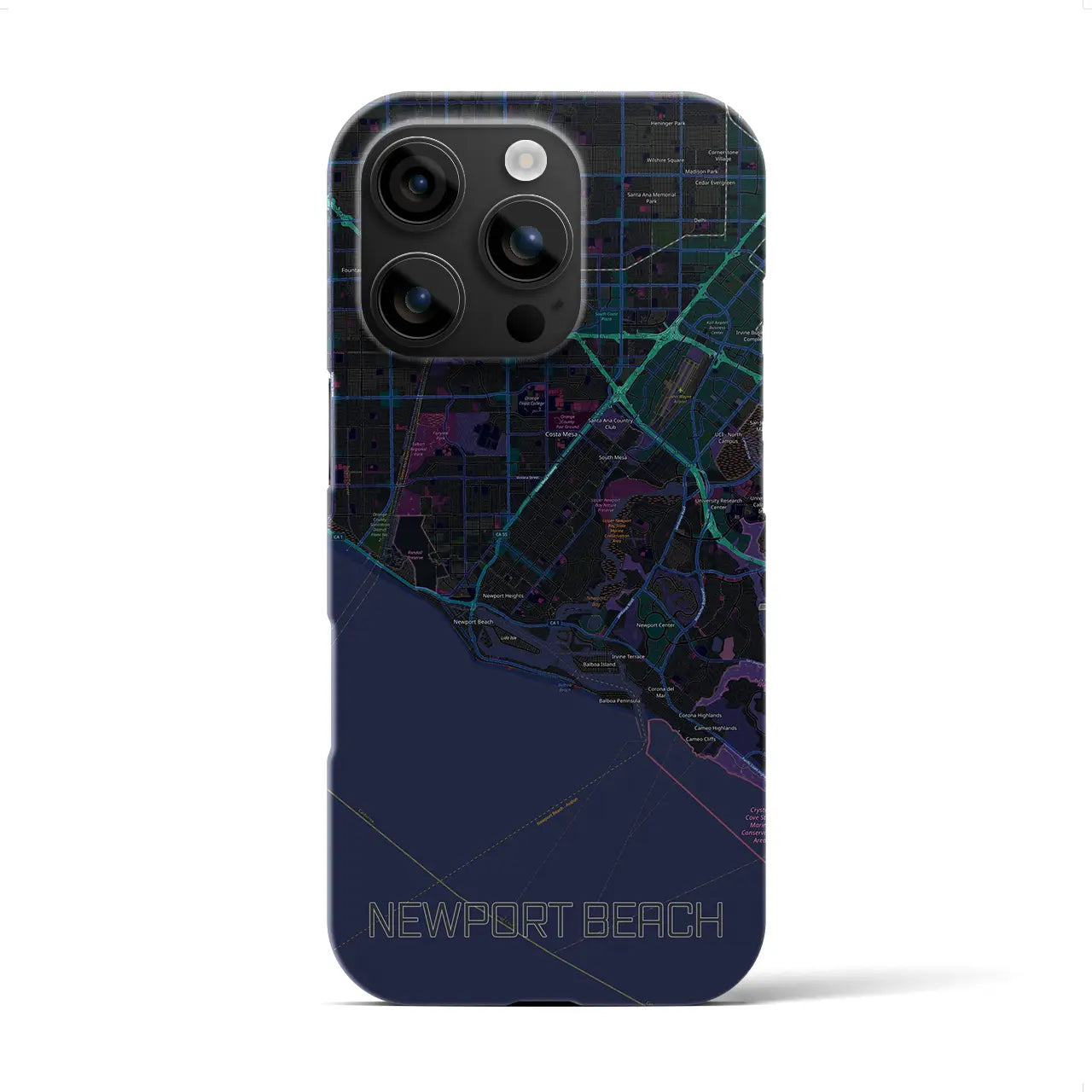 【ニューポートビーチ(アメリカ)】地図柄iPhoneケース(バックカバータイプ)