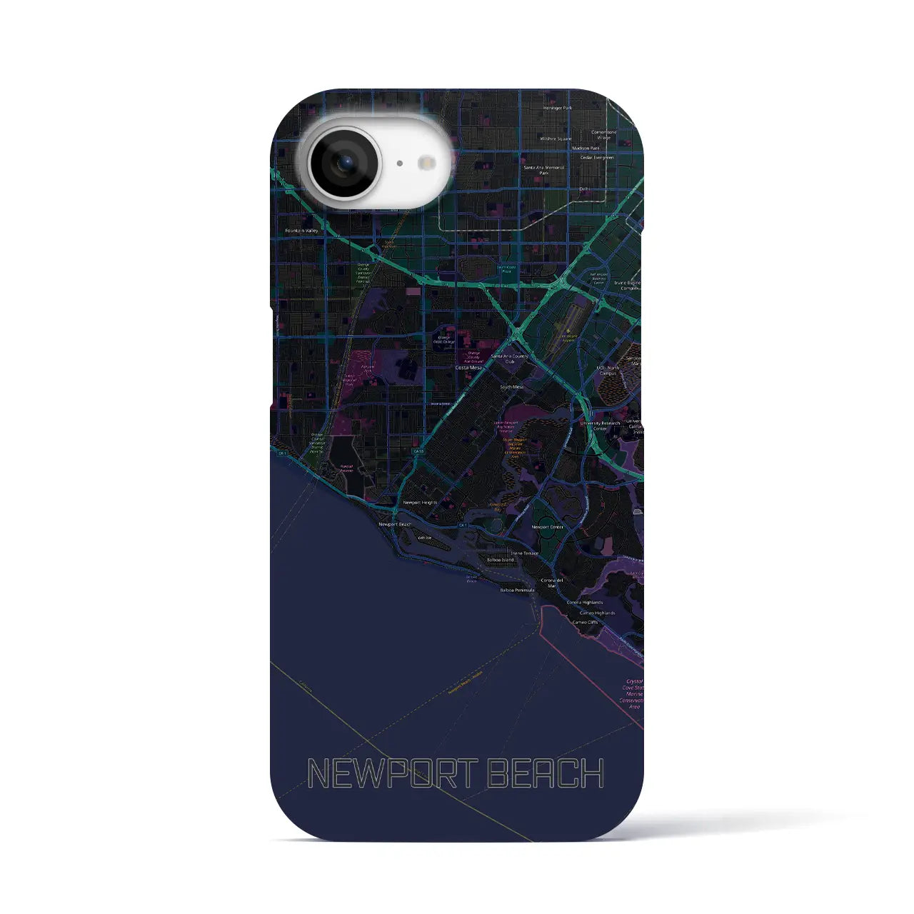 【ニューポートビーチ(アメリカ)】地図柄iPhoneケース(バックカバータイプ)
