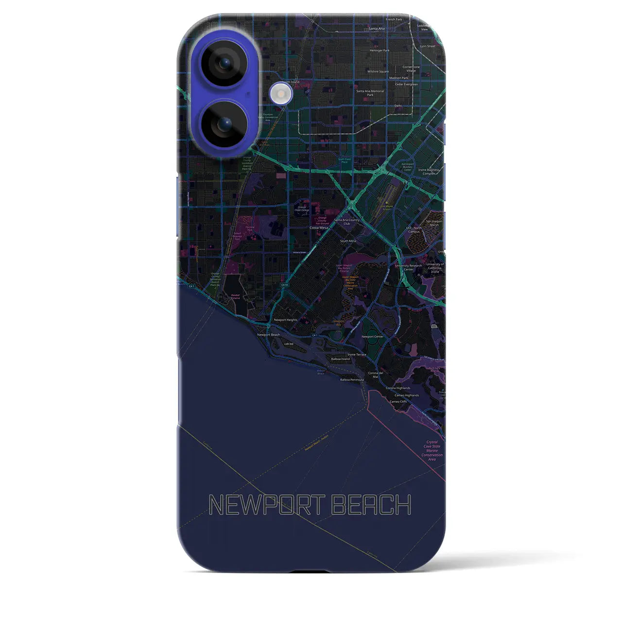 【ニューポートビーチ(アメリカ)】地図柄iPhoneケース(バックカバータイプ)