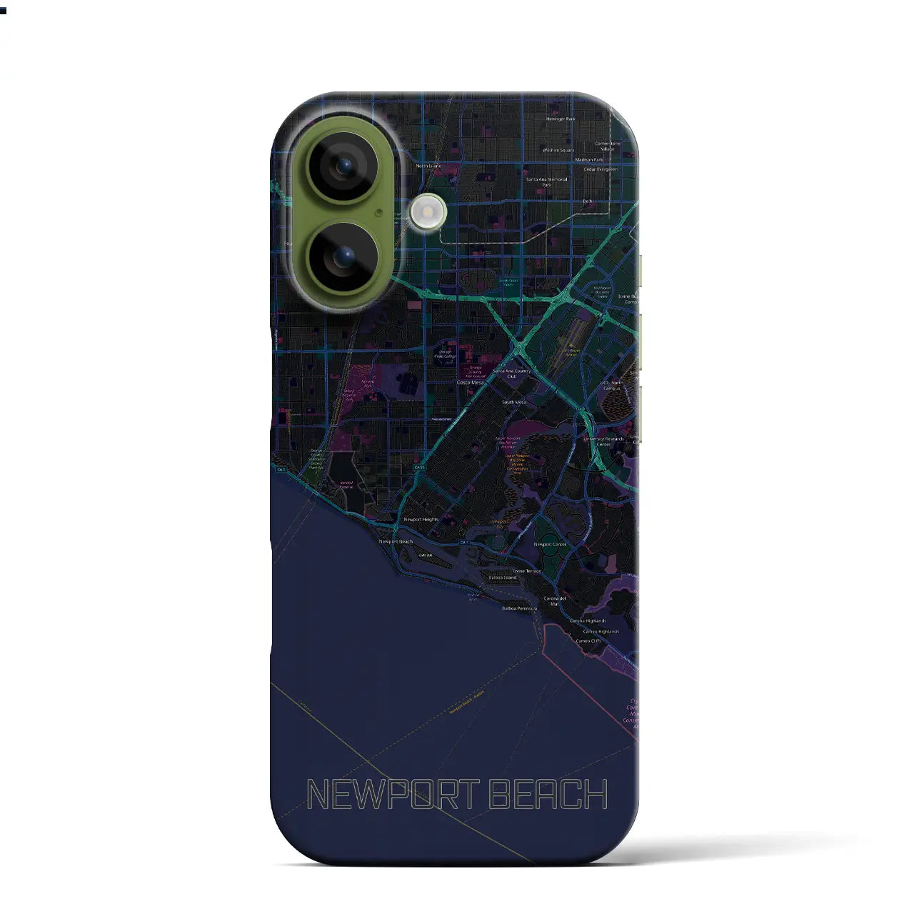 【ニューポートビーチ(アメリカ)】地図柄iPhoneケース(バックカバータイプ)