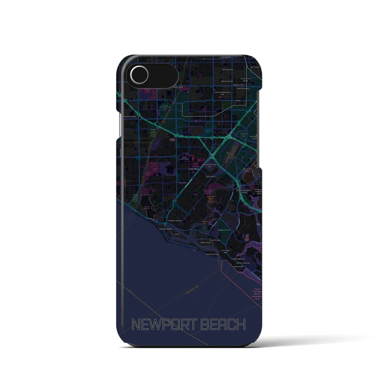 【ニューポートビーチ(アメリカ)】地図柄iPhoneケース(バックカバータイプ)