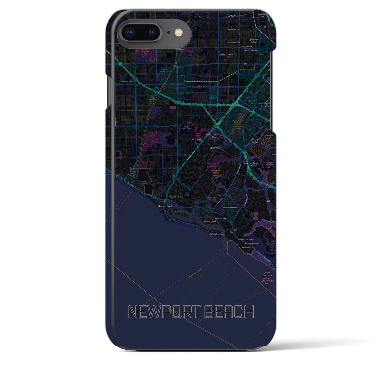 【ニューポートビーチ(アメリカ)】地図柄iPhoneケース(バックカバータイプ)