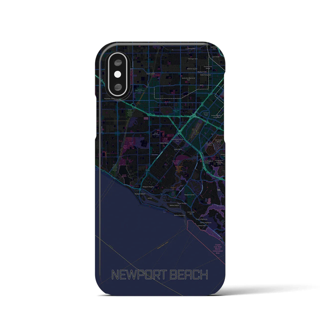 【ニューポートビーチ(アメリカ)】地図柄iPhoneケース(バックカバータイプ)