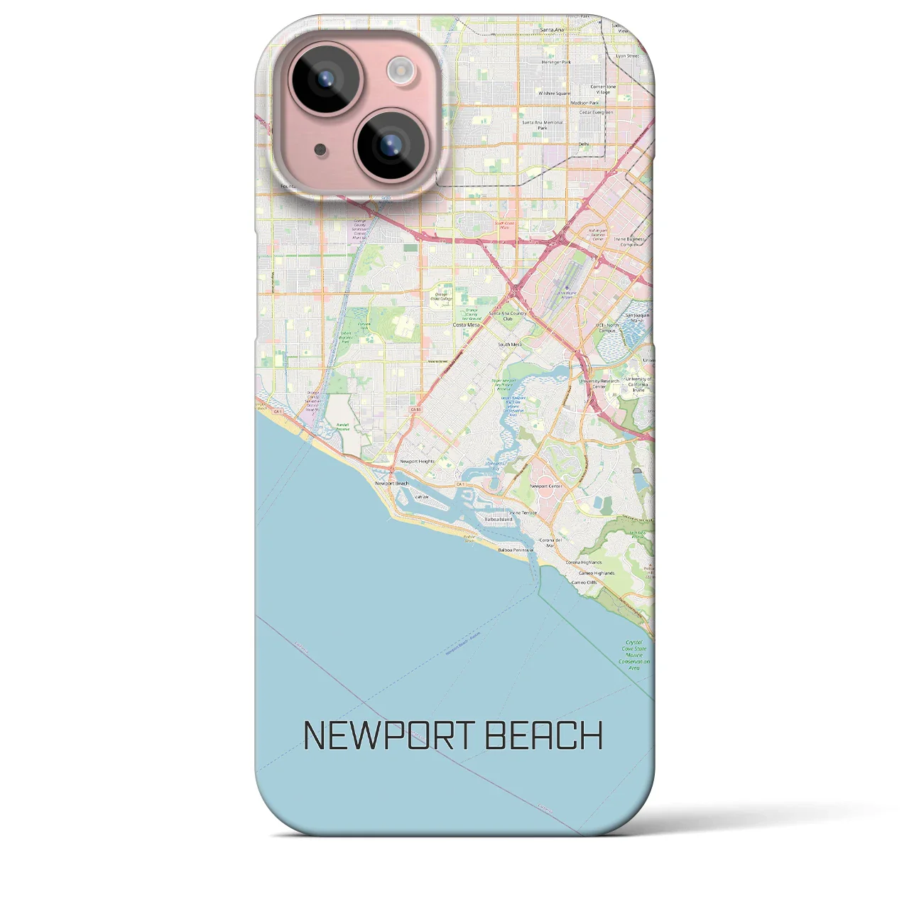 【ニューポートビーチ(アメリカ)】地図柄iPhoneケース(バックカバータイプ)