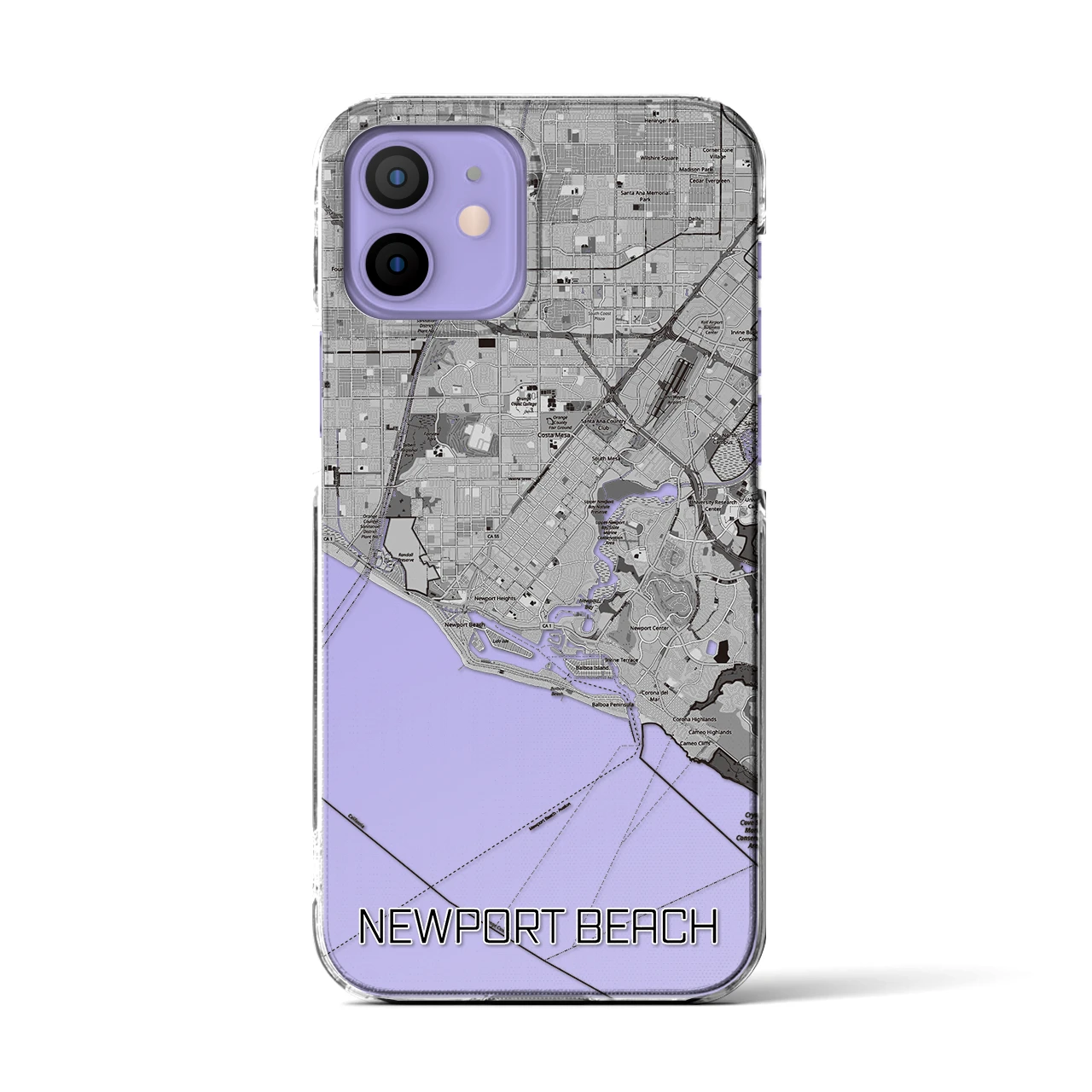 【ニューポートビーチ(アメリカ)】地図柄iPhoneケース(クリアタイプ)