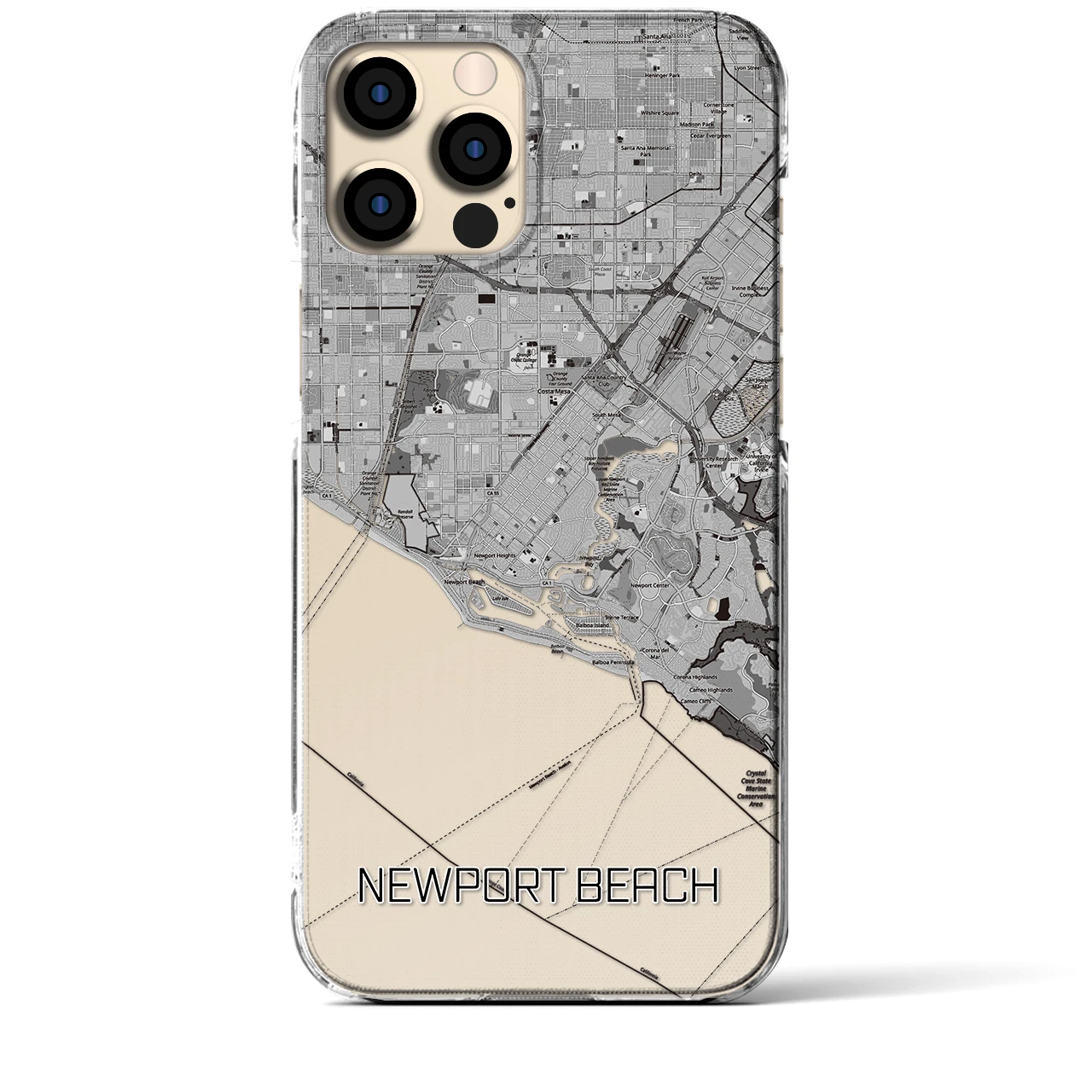【ニューポートビーチ(アメリカ)】地図柄iPhoneケース(クリアタイプ)