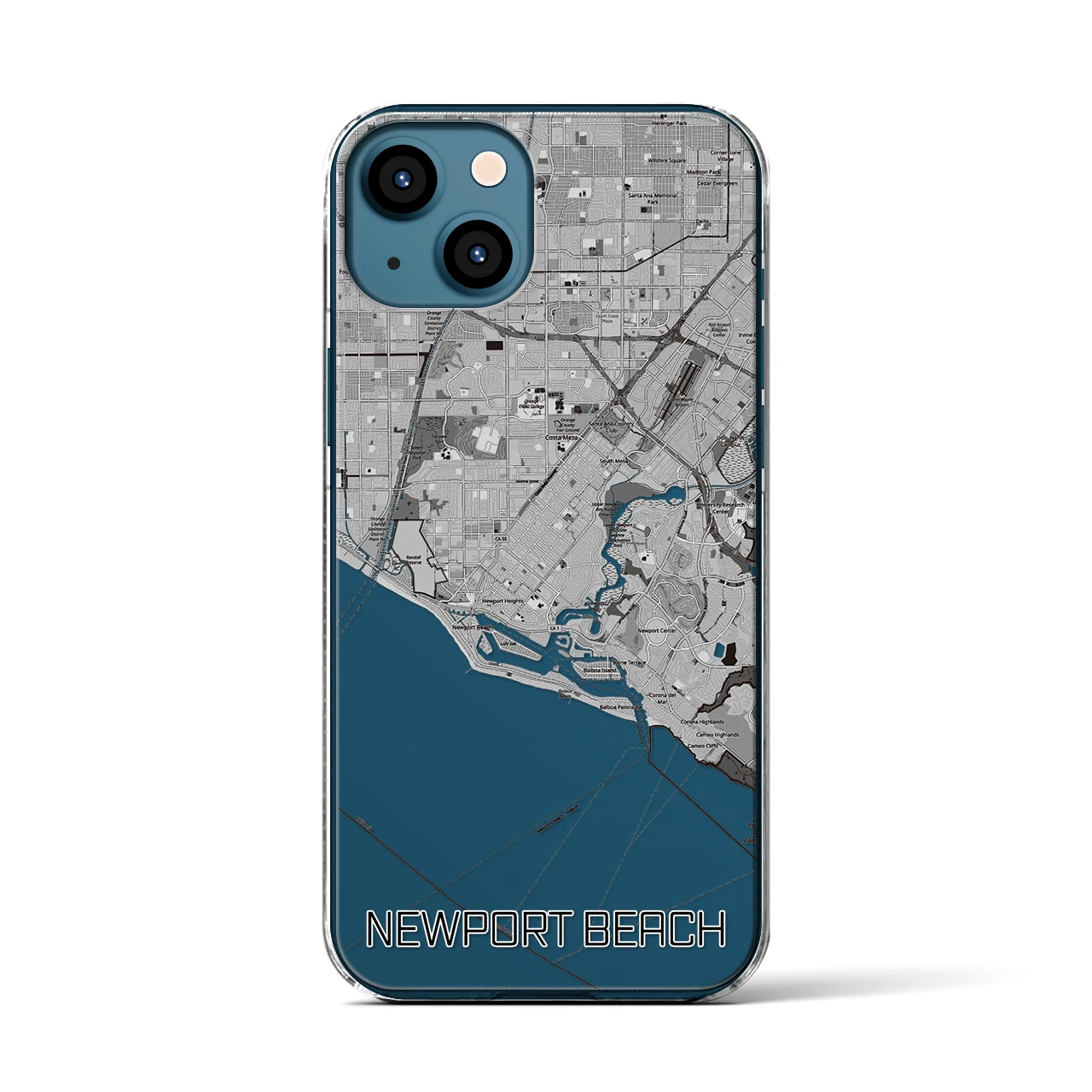 【ニューポートビーチ(アメリカ)】地図柄iPhoneケース(クリアタイプ)