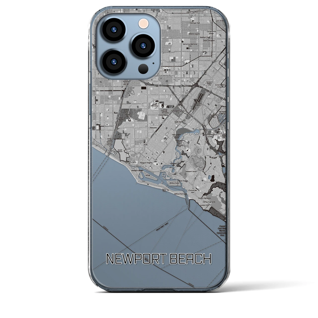 【ニューポートビーチ(アメリカ)】地図柄iPhoneケース(クリアタイプ)
