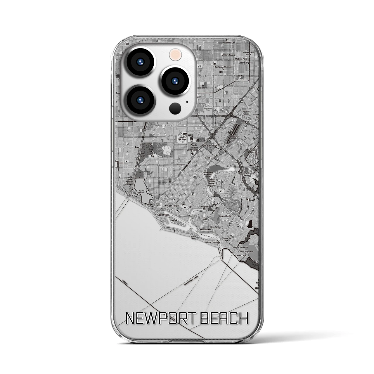 【ニューポートビーチ(アメリカ)】地図柄iPhoneケース(クリアタイプ)