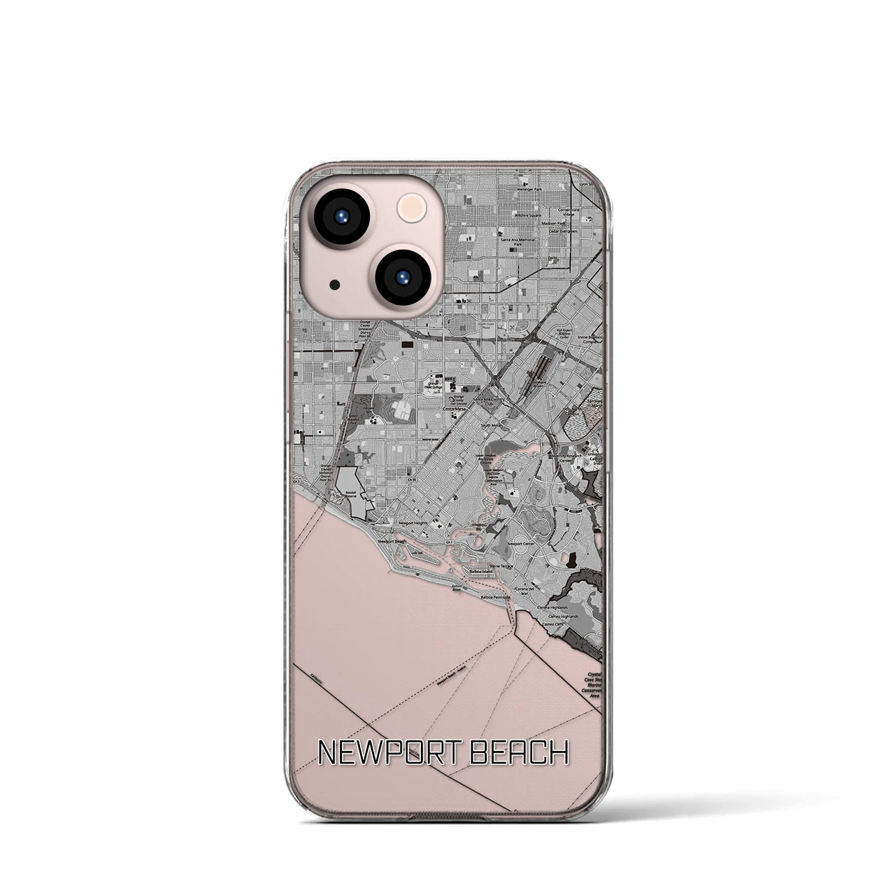 【ニューポートビーチ(アメリカ)】地図柄iPhoneケース(クリアタイプ)