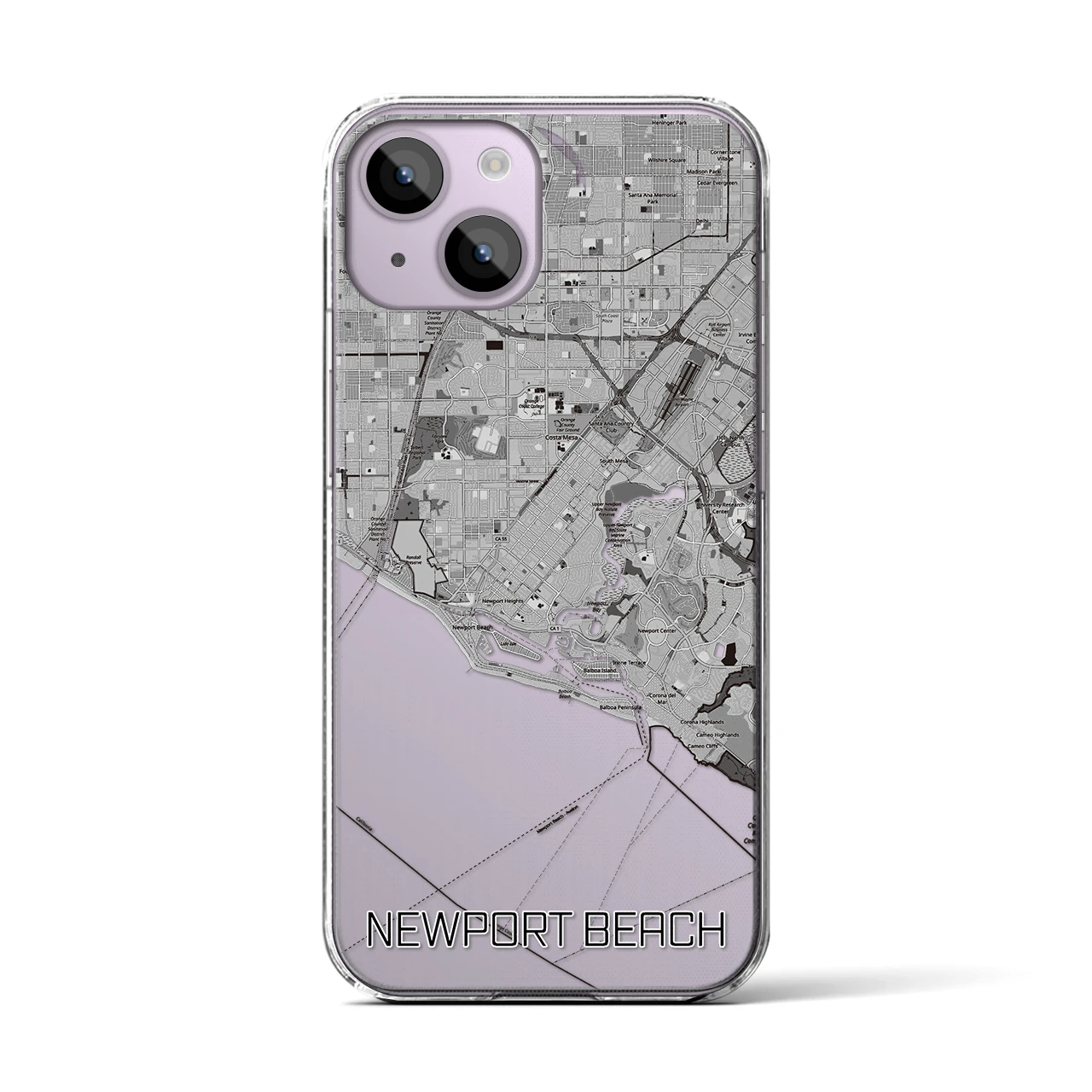 【ニューポートビーチ(アメリカ)】地図柄iPhoneケース(クリアタイプ)
