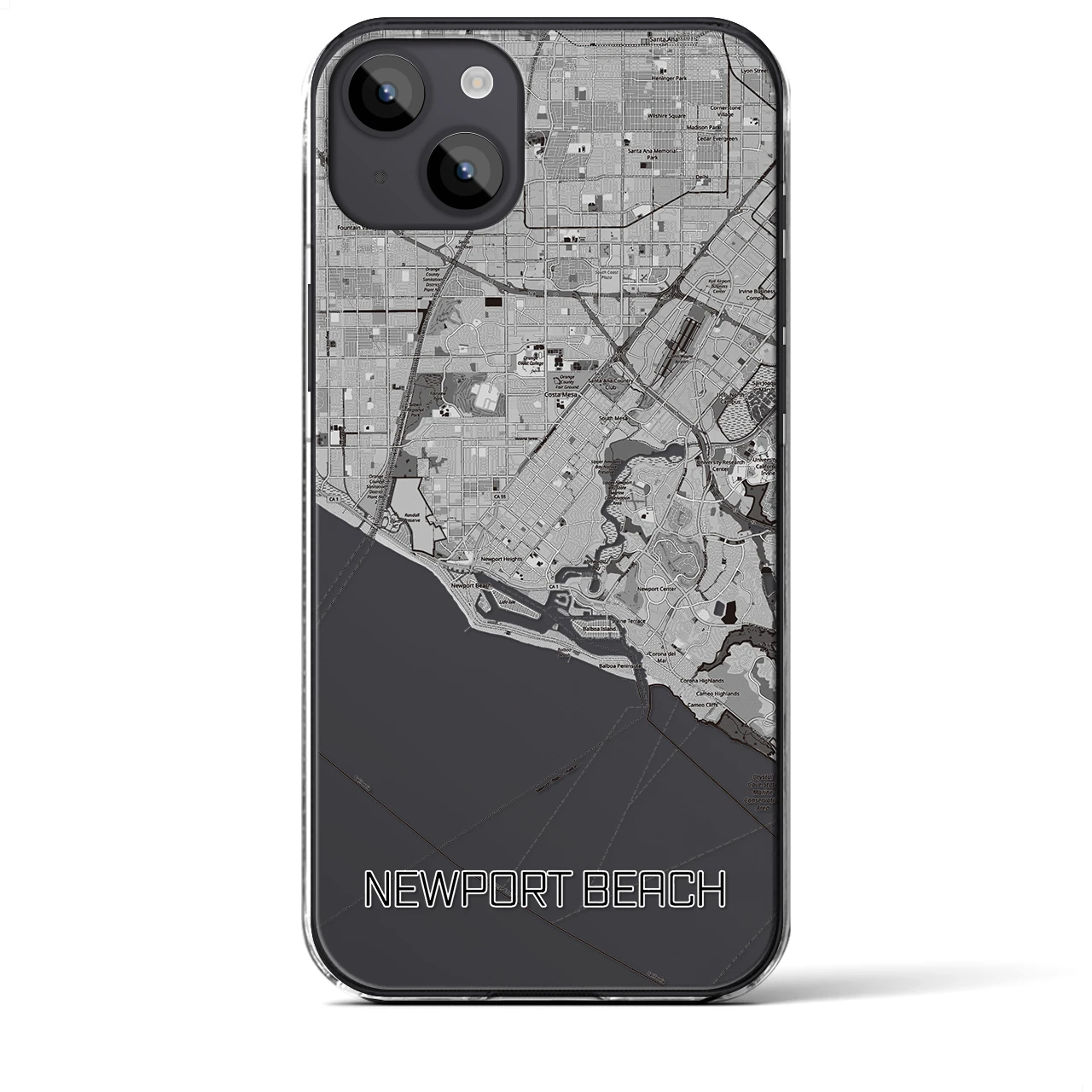 【ニューポートビーチ(アメリカ)】地図柄iPhoneケース(クリアタイプ)