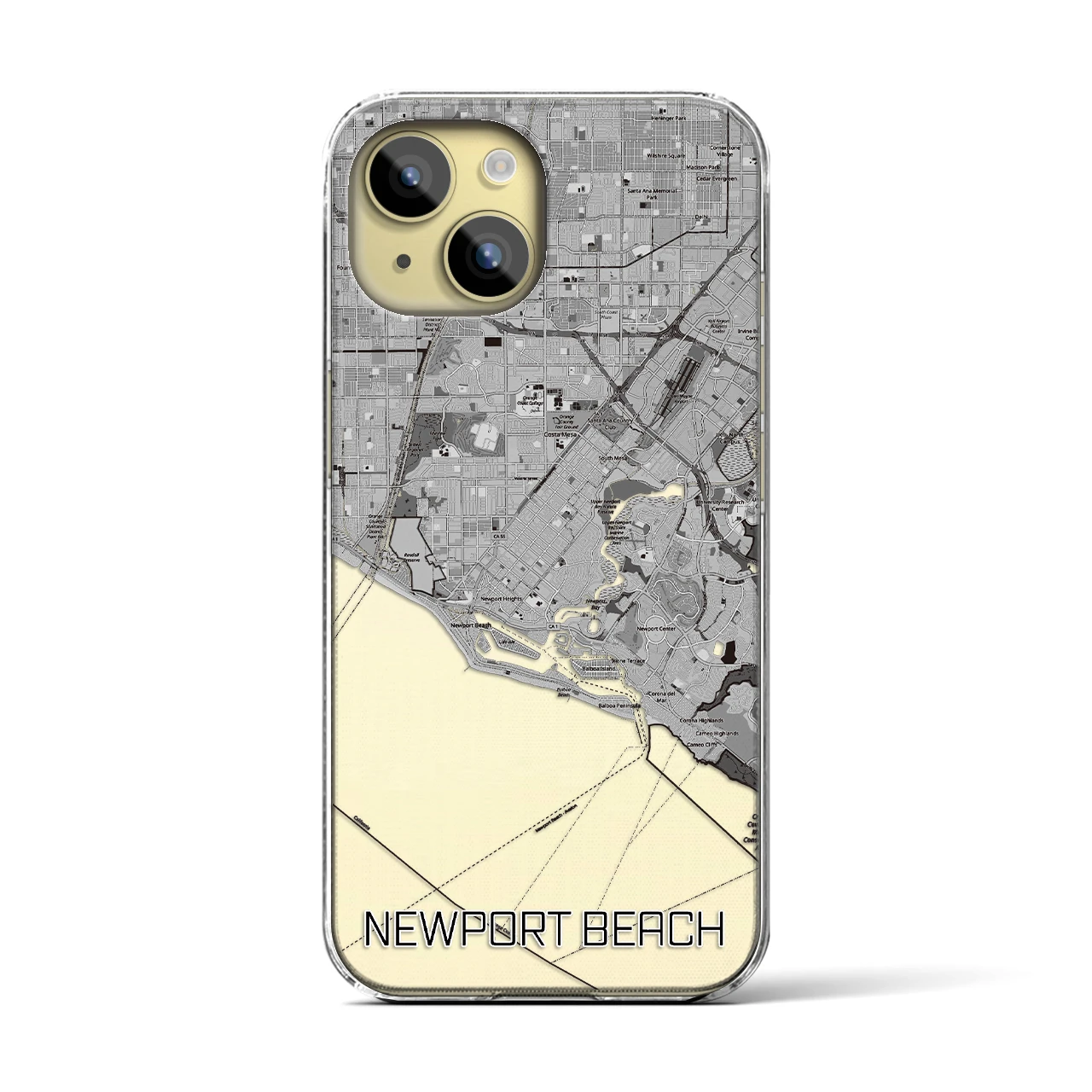 【ニューポートビーチ(アメリカ)】地図柄iPhoneケース(クリアタイプ)