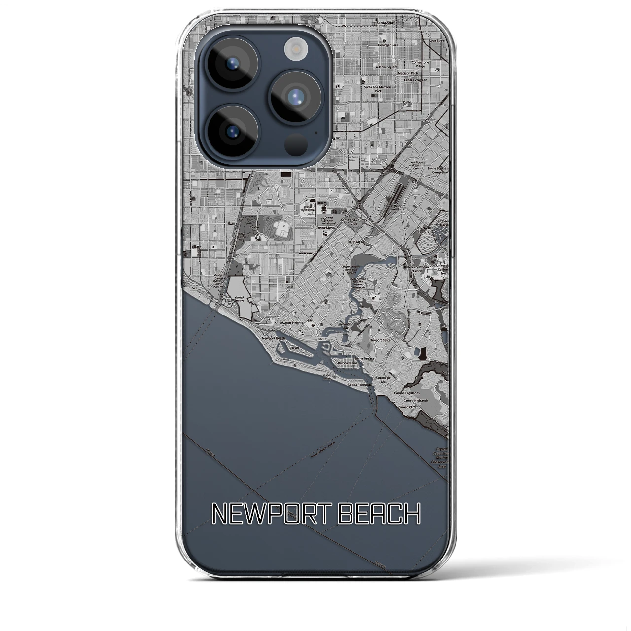 【ニューポートビーチ(アメリカ)】地図柄iPhoneケース(クリアタイプ)
