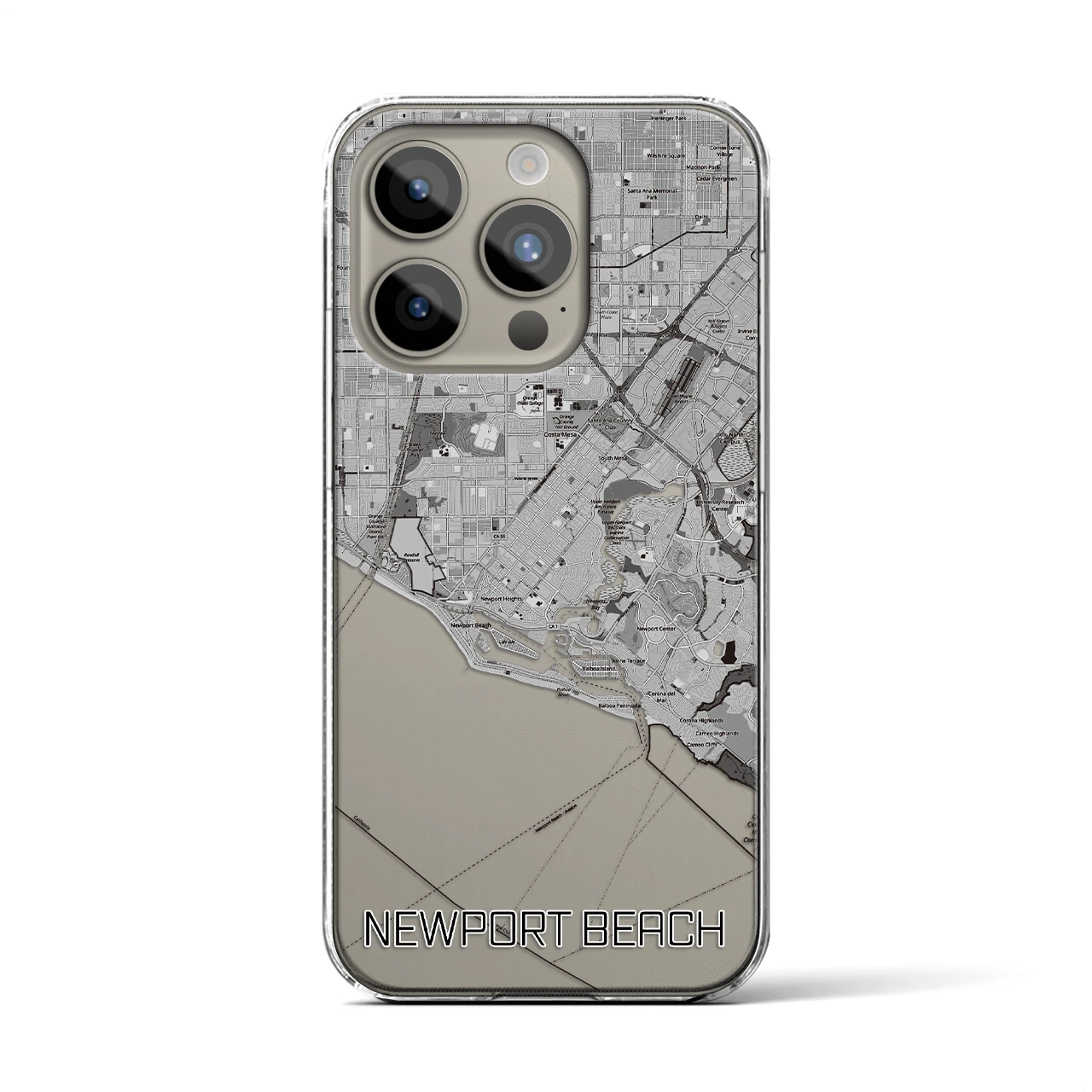 【ニューポートビーチ(アメリカ)】地図柄iPhoneケース(クリアタイプ)