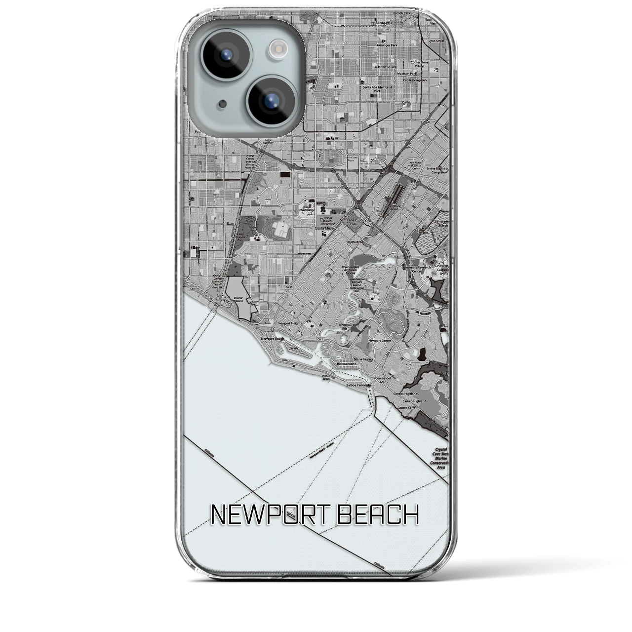 【ニューポートビーチ(アメリカ)】地図柄iPhoneケース(クリアタイプ)