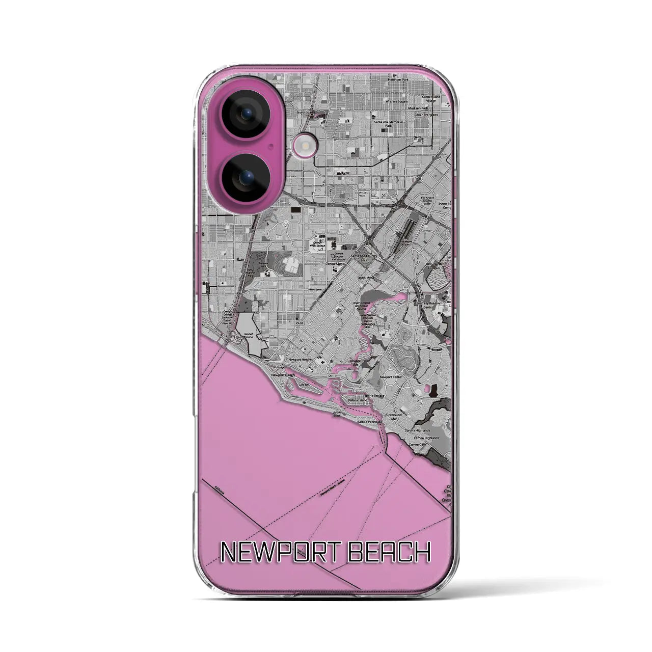 【ニューポートビーチ(アメリカ)】地図柄iPhoneケース(クリアタイプ)
